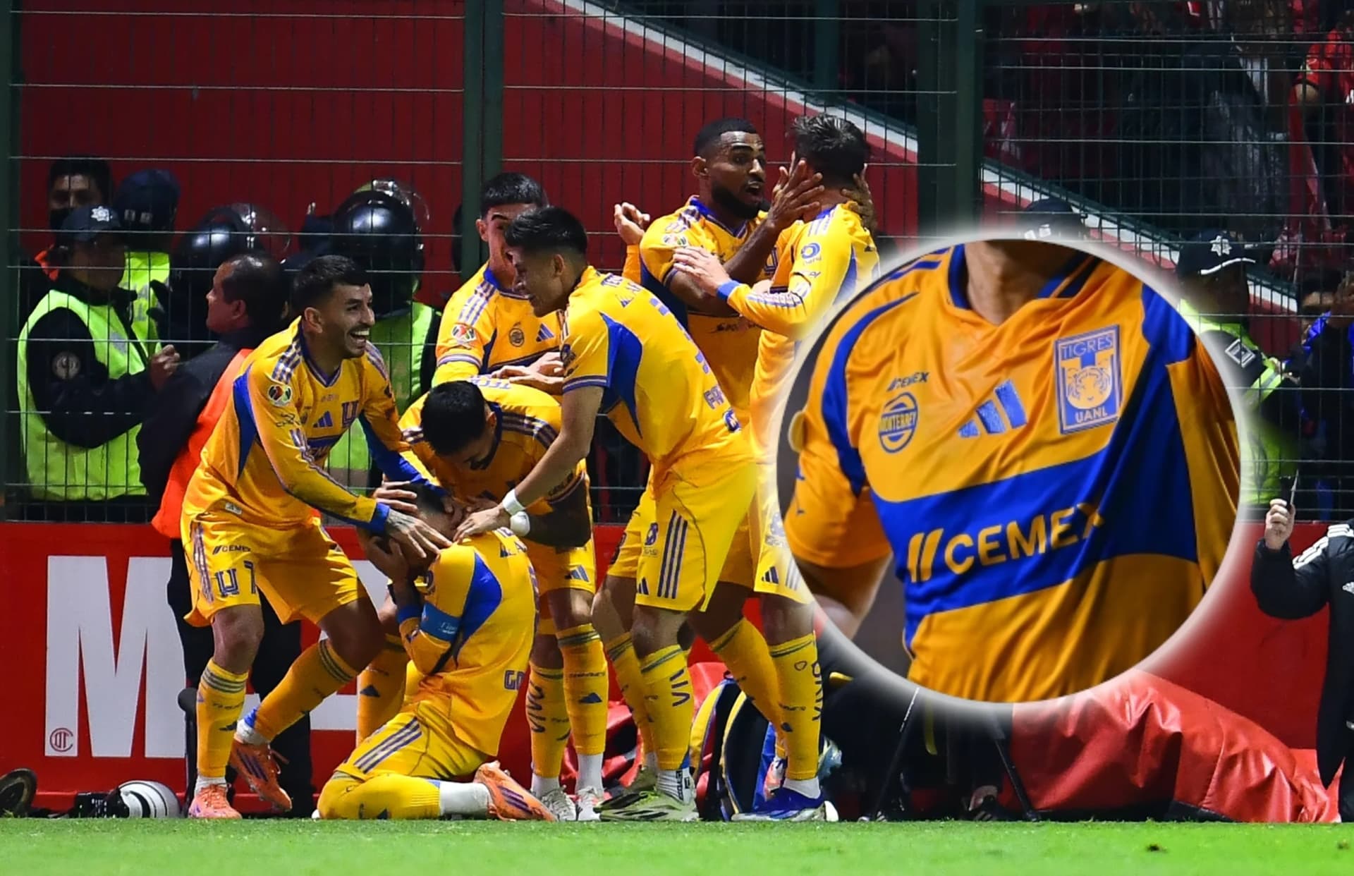 El lateral fue captado sin celebrar con el grupo titular el gol durante la final de vuelta.