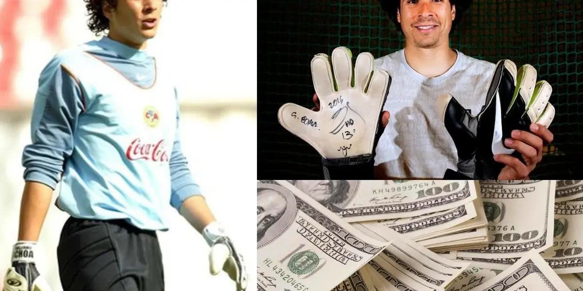 El portero mexicano Guillermo Ochoa cuando empezó en el América usaba guantes de mil pesos; ahora los que usa cuestan un dineral