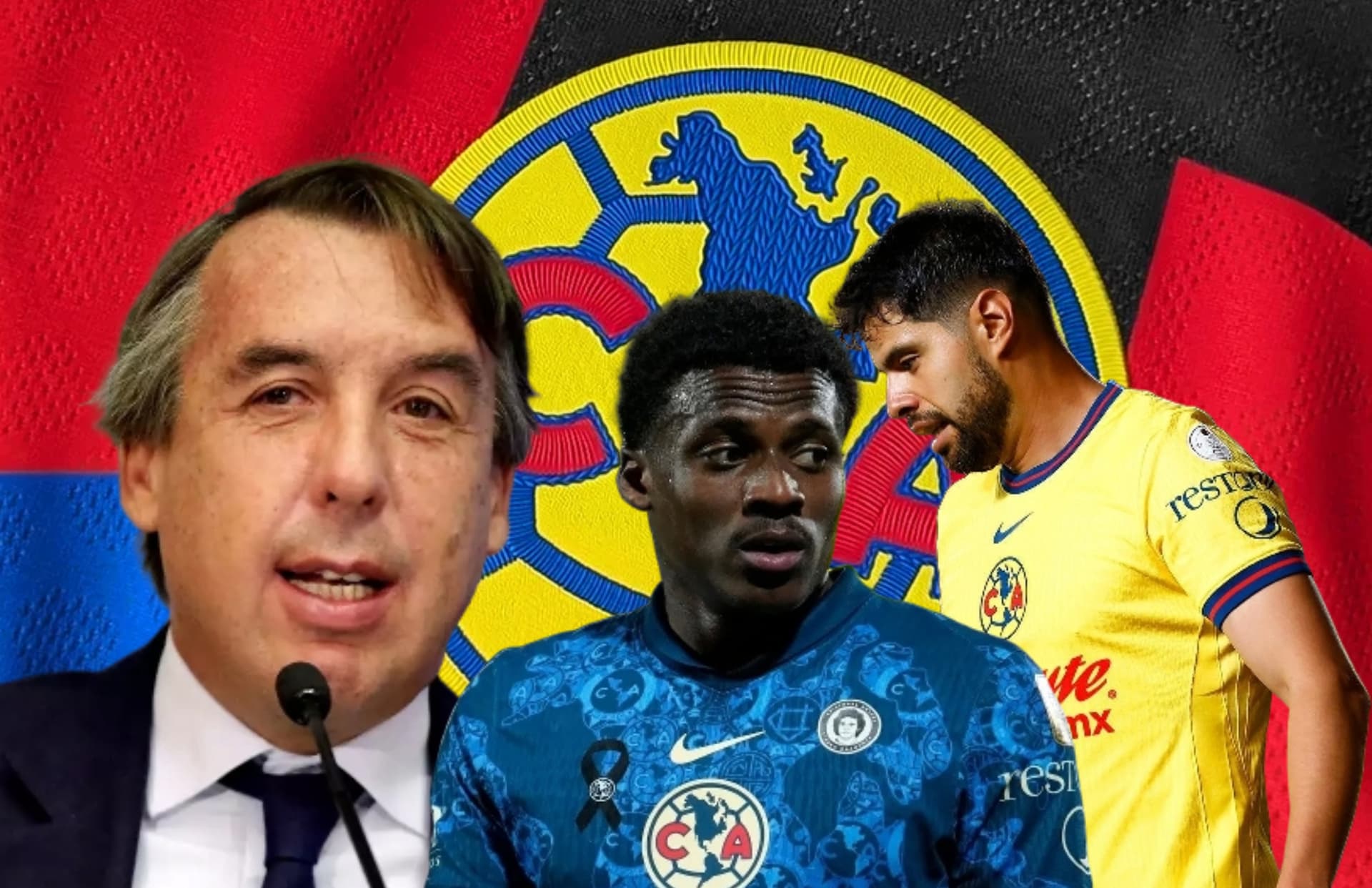 Emilio Azcárraga, Javairo Dilrosun y Néstor Araujo/ Foto 'X'.