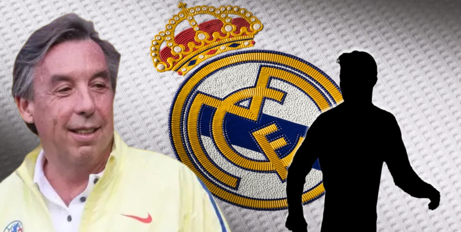 Emilio Azcárraga junto al escudo del Real Madrid / FOTO