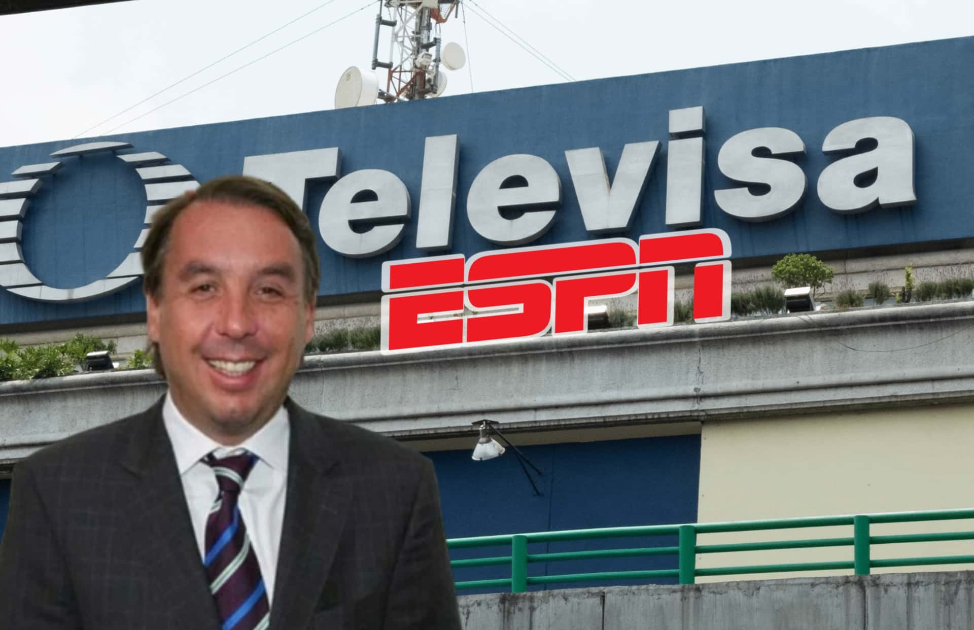 Emilio Azcárraga, logos de Televisa y ESPN/Foto GBM.