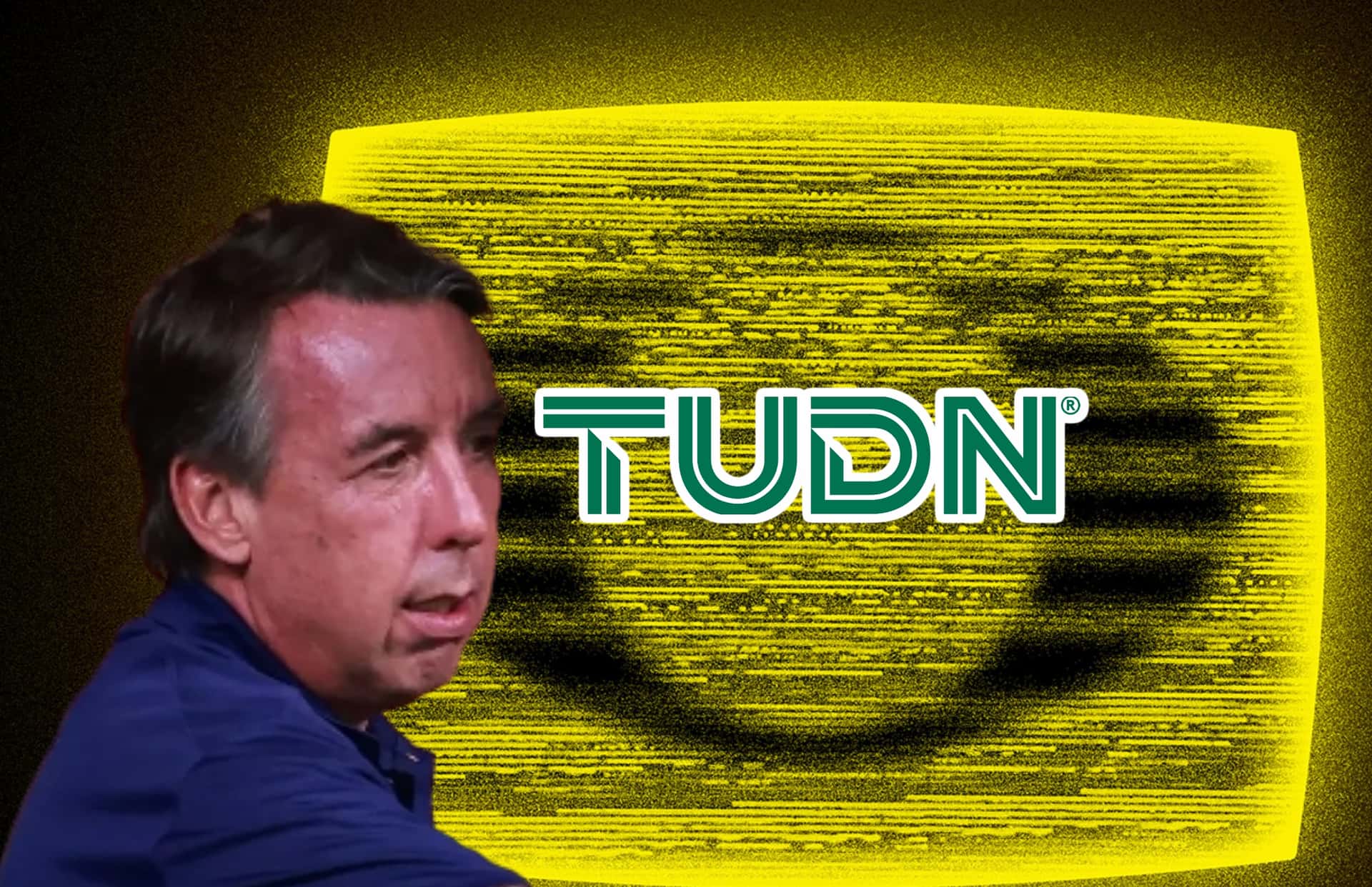 Emilio Azcárraga y logo de TUDN/ Foto Whistleblowers.