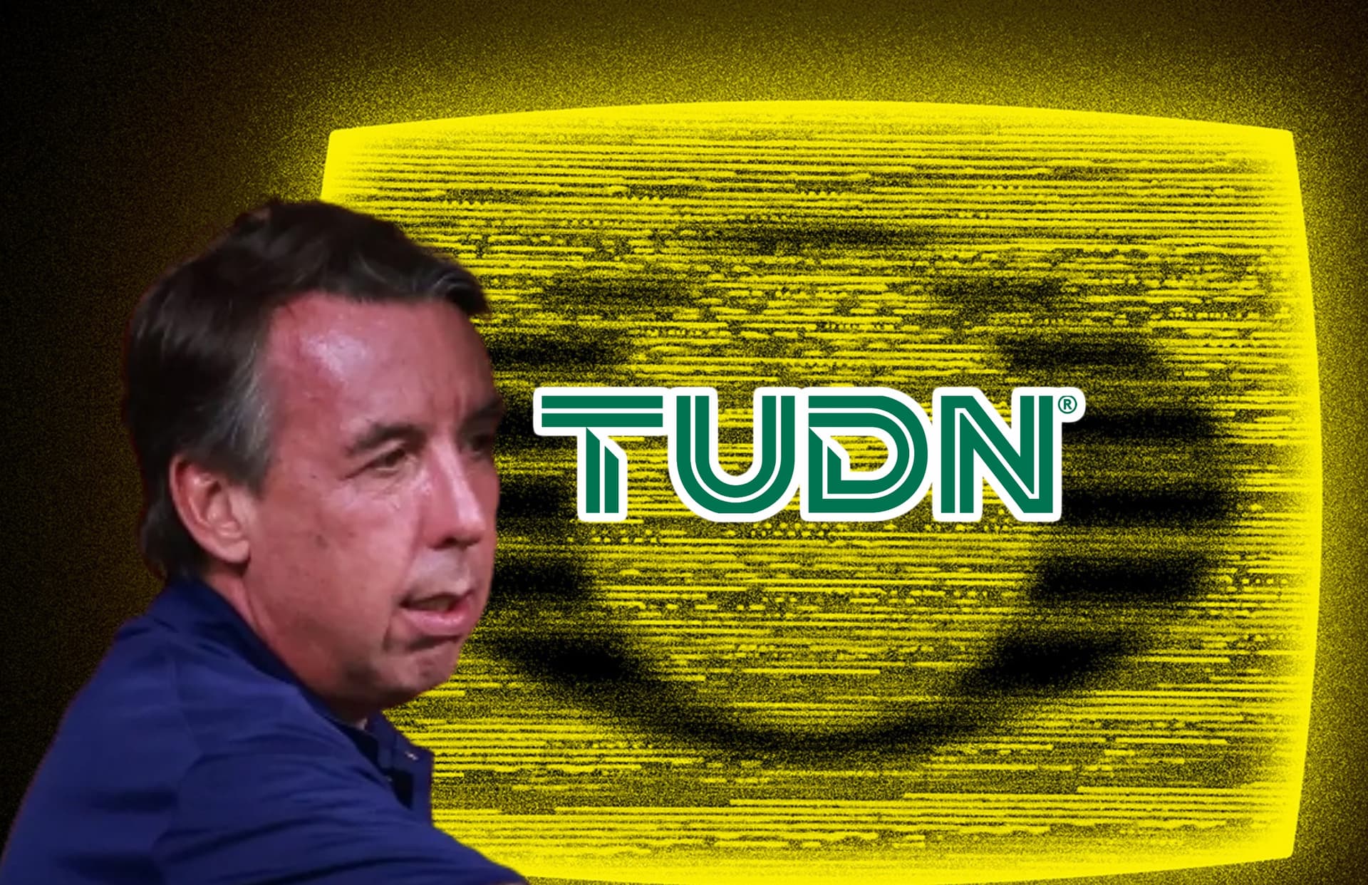 Emilio Azcárraga y logo de TUDN/ Foto Whistleblowers.