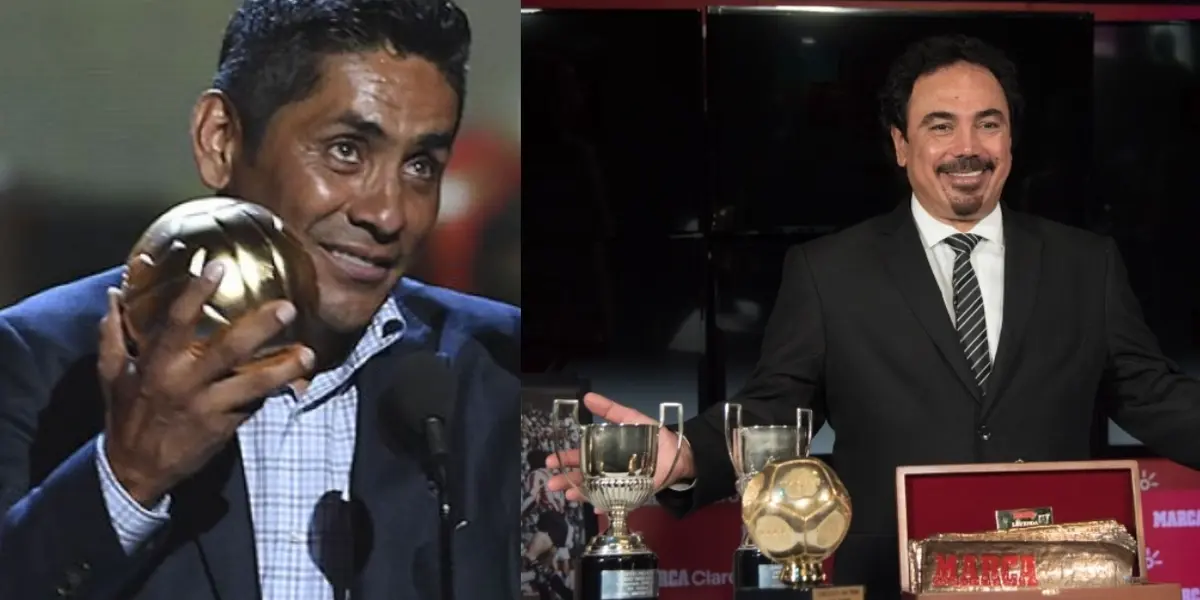 En ESPN es común ver un mueble de fondo donde están todos los trofeos de Hugo Sánchez, mientras que sorprendió el ver dónde está el Balón de Oro de Jorge Campos.