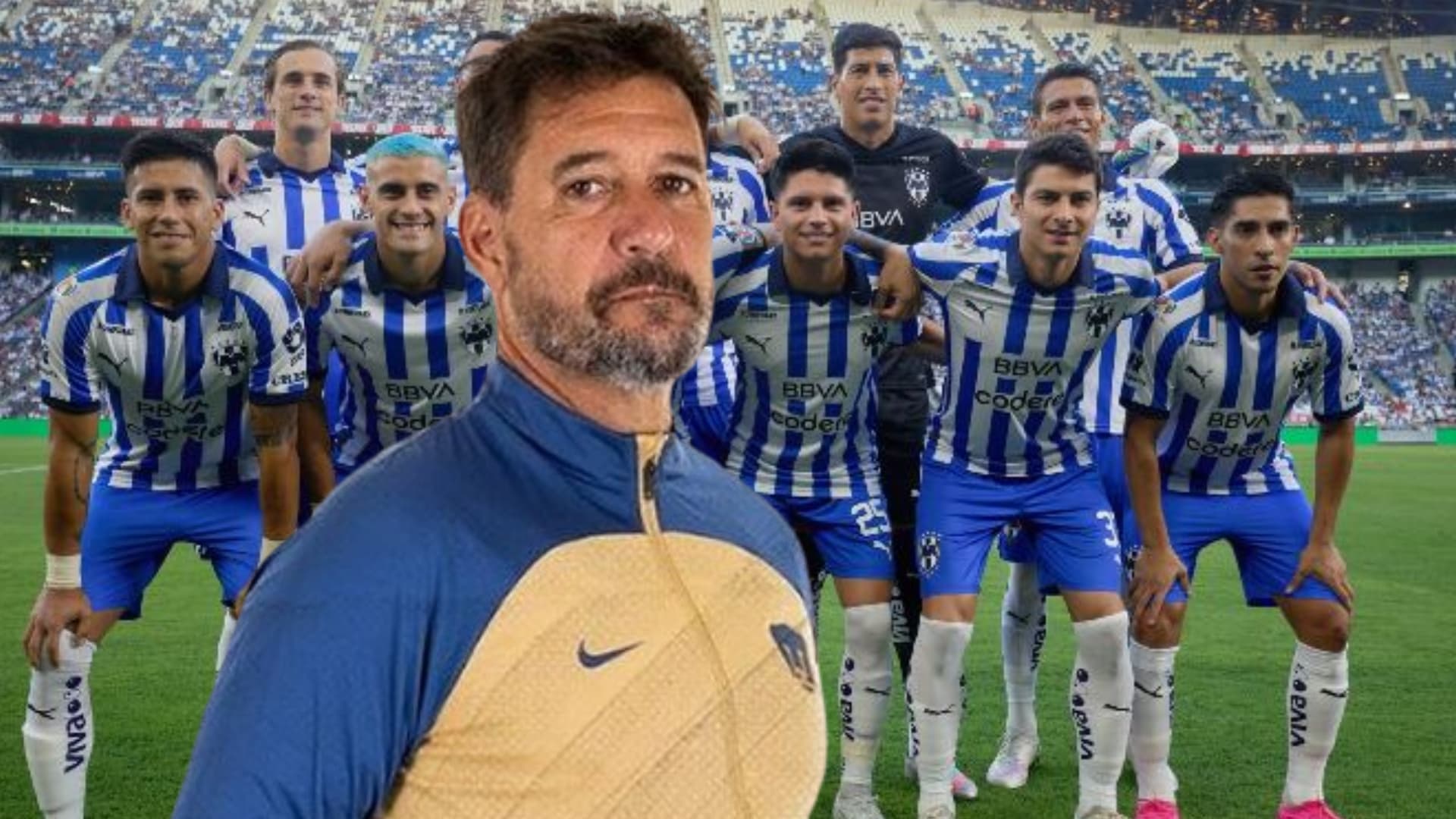Equipo de Rayados 2023 y Gustavo Lema en Pumas/ Foto: Récord