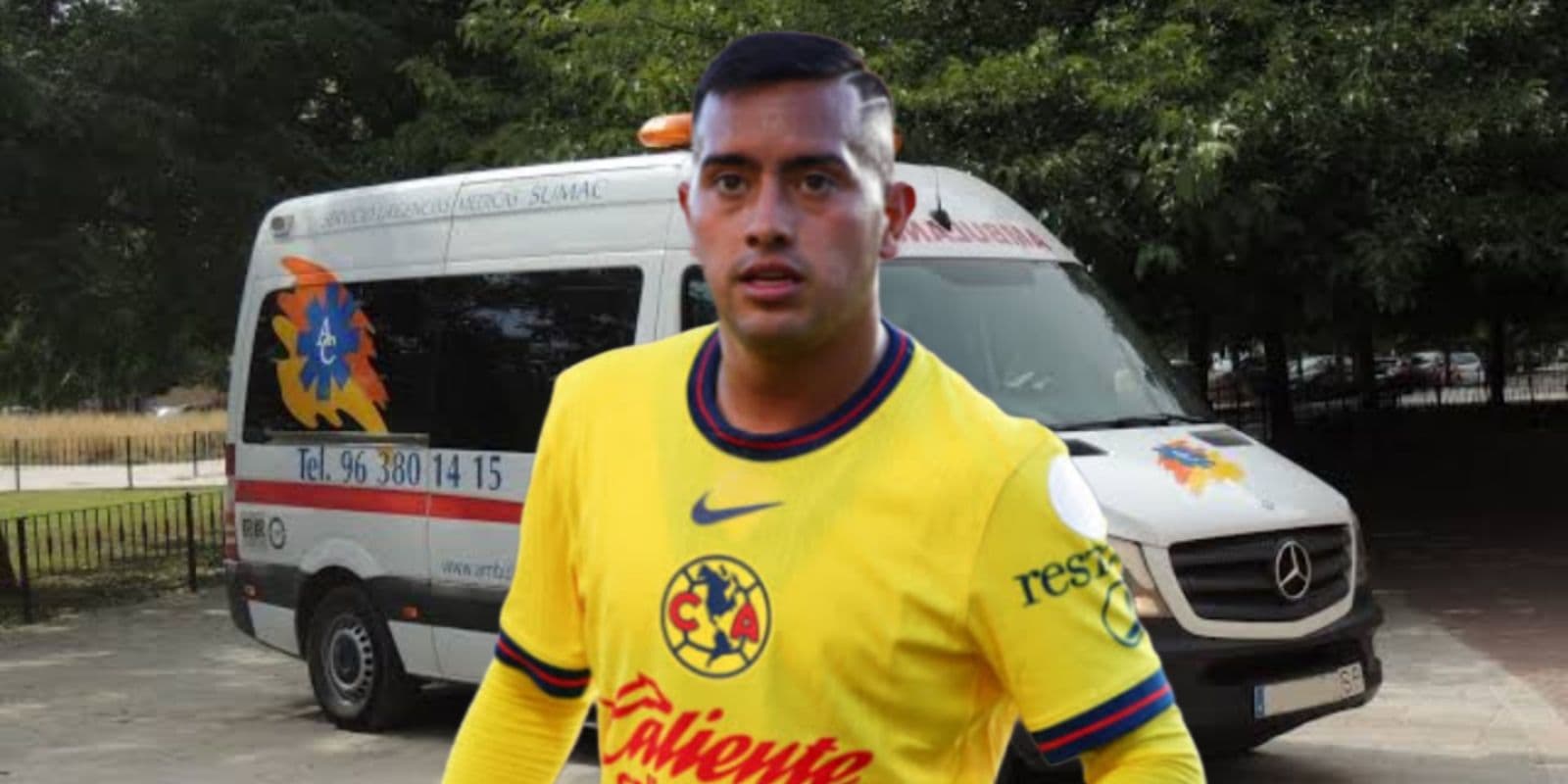 Erick Sánchez en un partido contra el Club América y al fondo una ambulancia (Foto: GettyImages)
