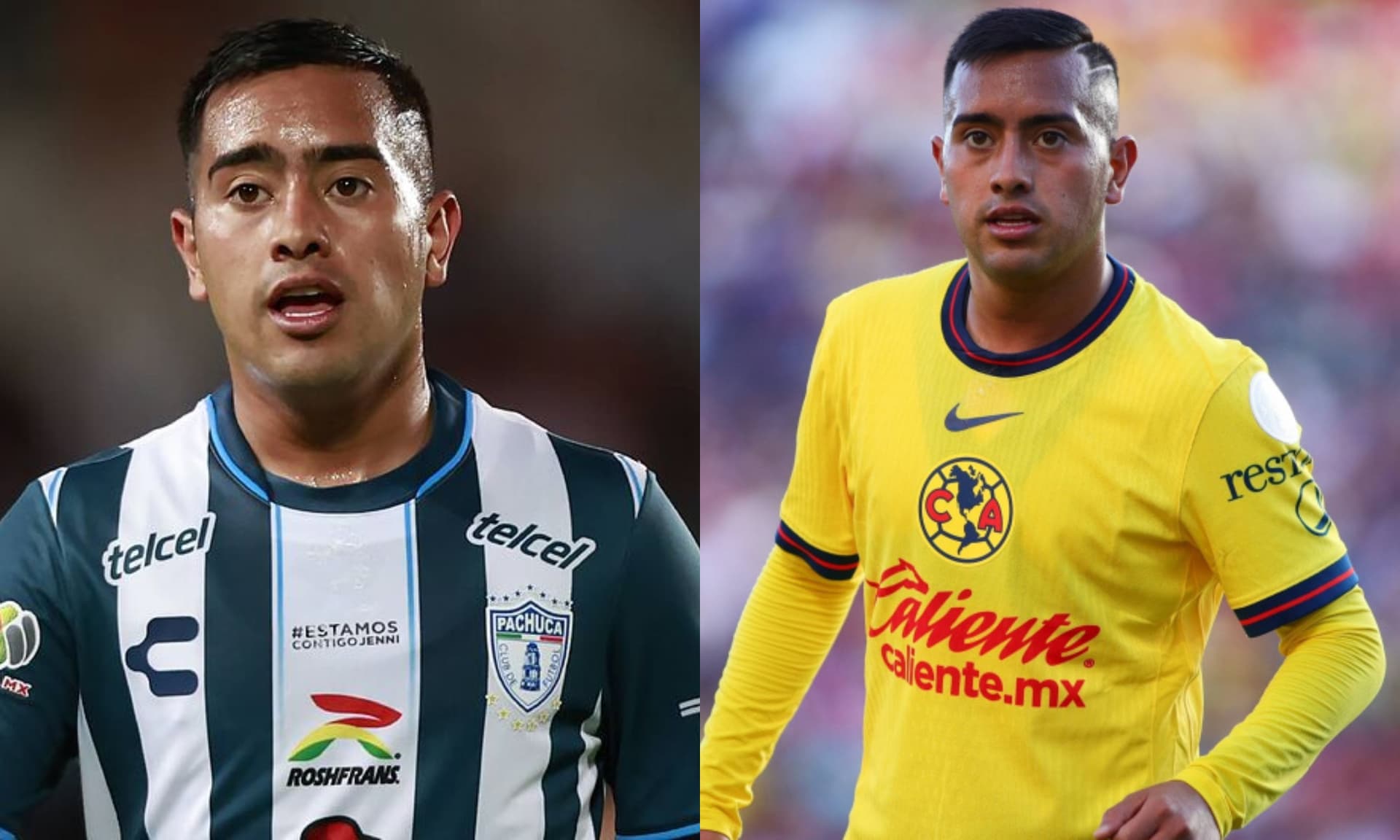 Erick Sánchez jugando con la playera de Pachuca y con la de América (fuente: Imago y Mexposrts)