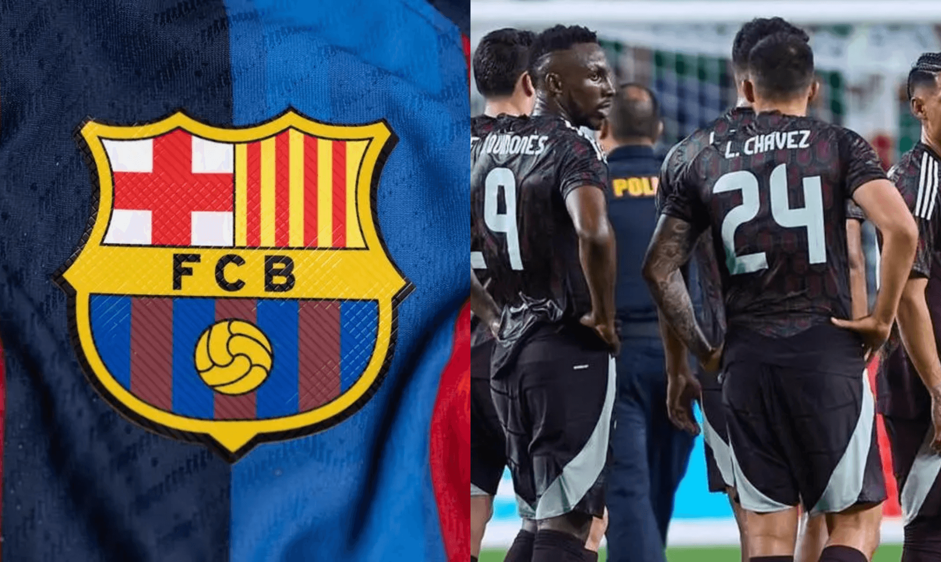 Escudo de Barcelona, a la derecha, México eliminada de la Copa América (Fuente: Barcelona y Mexsports)