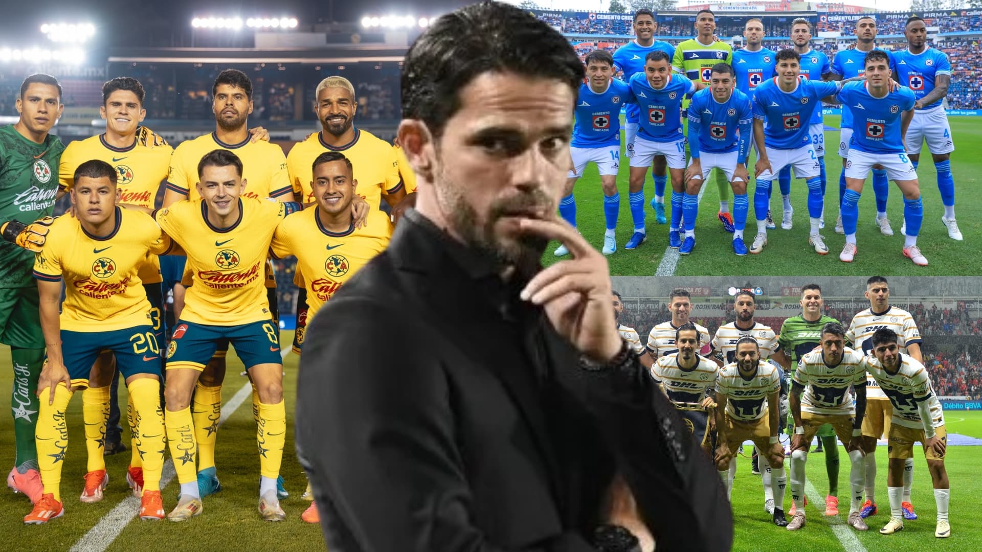 Fernando Gago y 3 grandes de México / Foto: @Cruz Azul / @ClubAmérica / @PumasMX