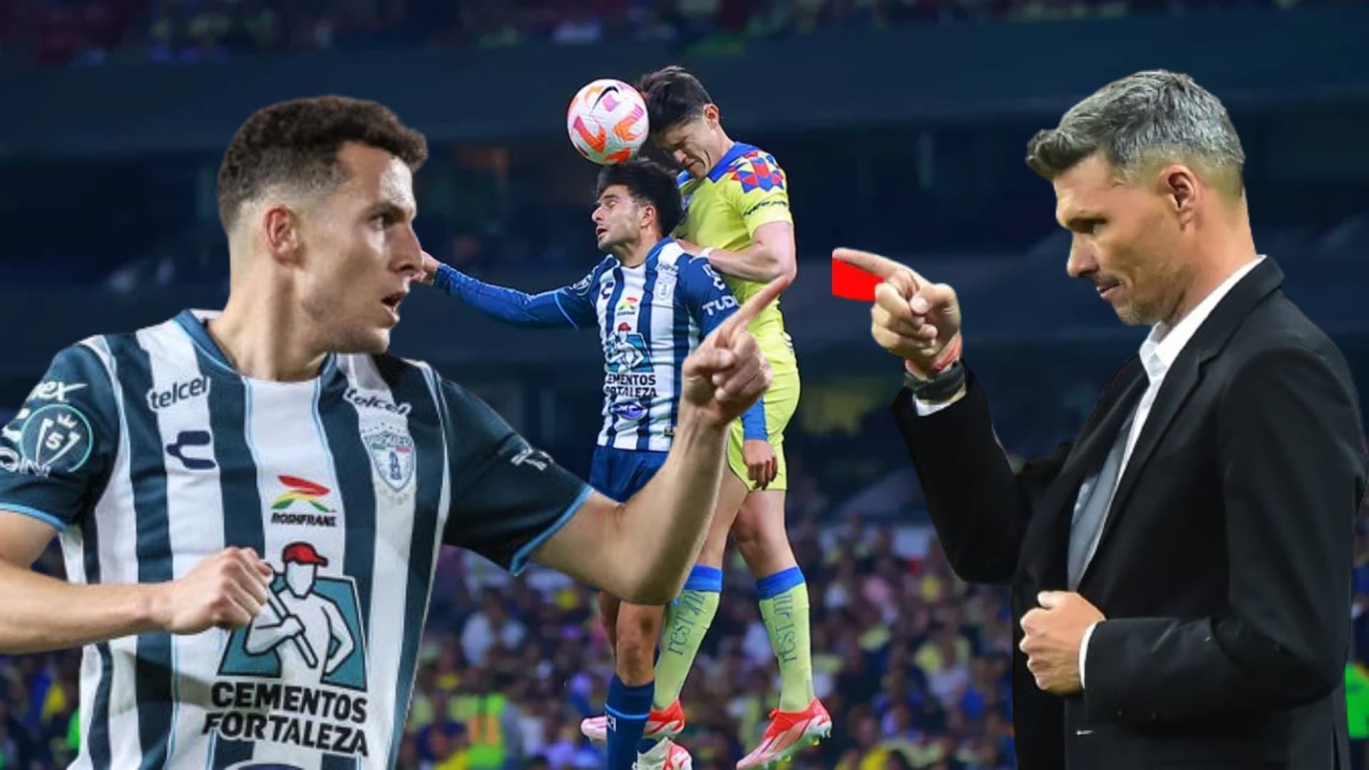 Fernando Ortiz, Oussama Idrissi y jugadores de Pachuca y América Foto: Zona Informativa