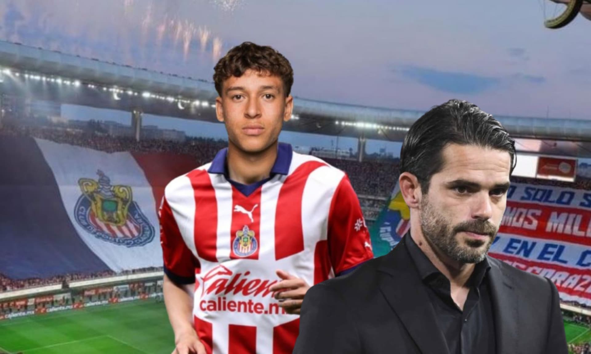 Fidel Barajas y Fernando Gago junto con el estadio Akron (fuente: VIVO)