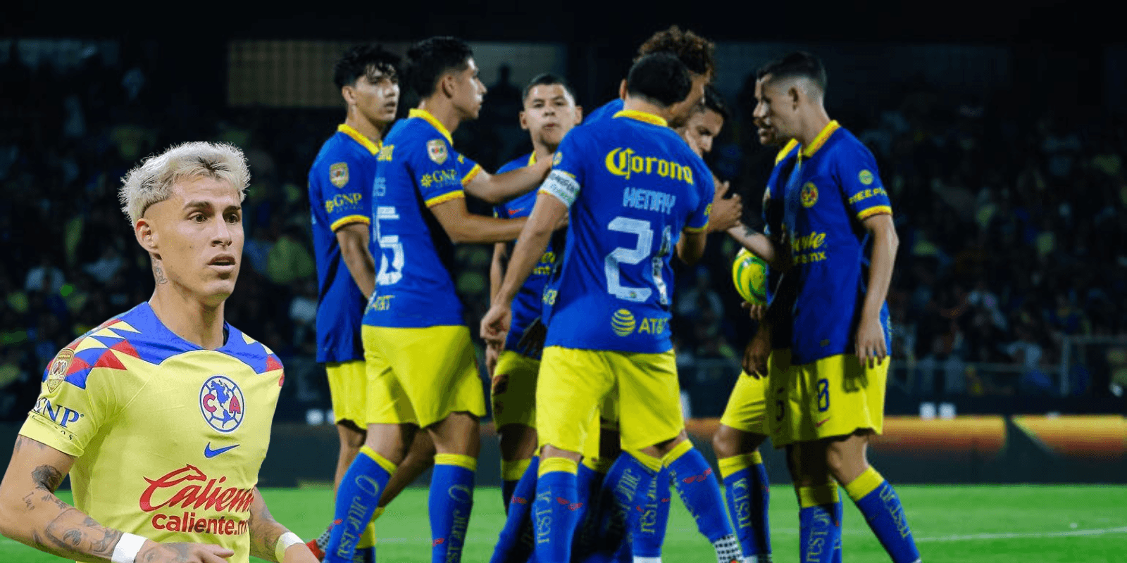 Foto tomada de Récord. Jugadores del América separando a Henry y a Brian