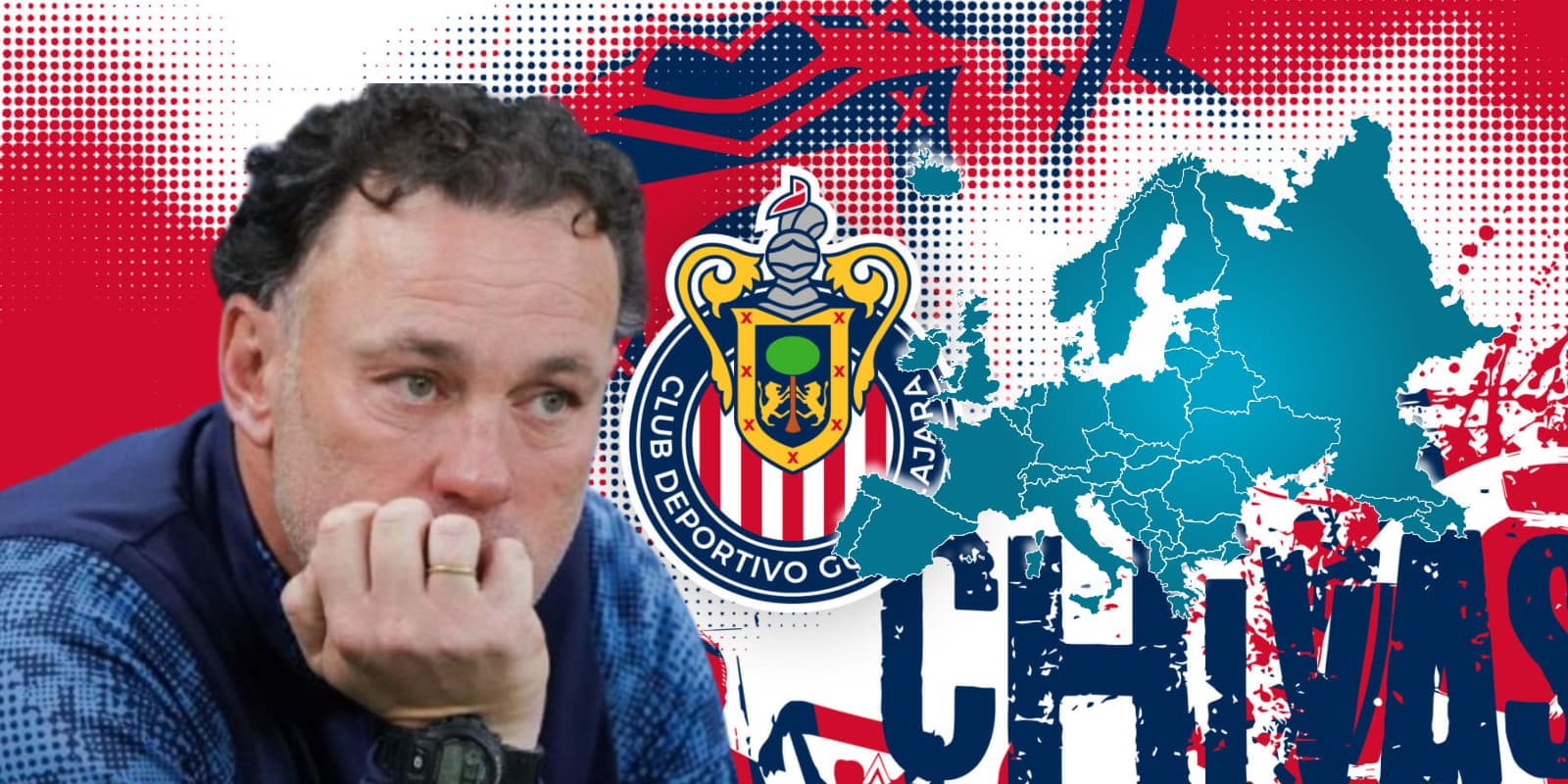 Gabriel Milito junto al escudo de Chivas / FOTO MEDIOTIEMPO