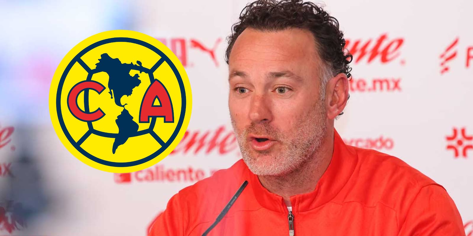 Gabriel Milito junto al escudo del América / FOTO FUTBOL TOTAL