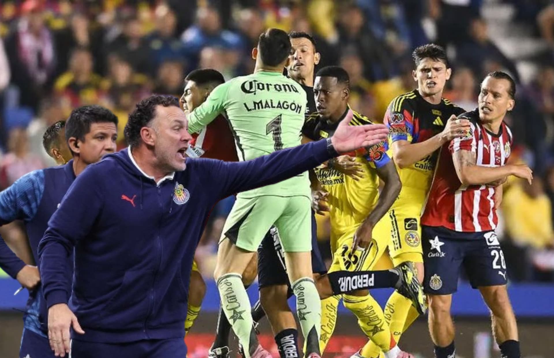 Gabriel Milito y futbolistas de América y Chivas/ Foto La Afición.