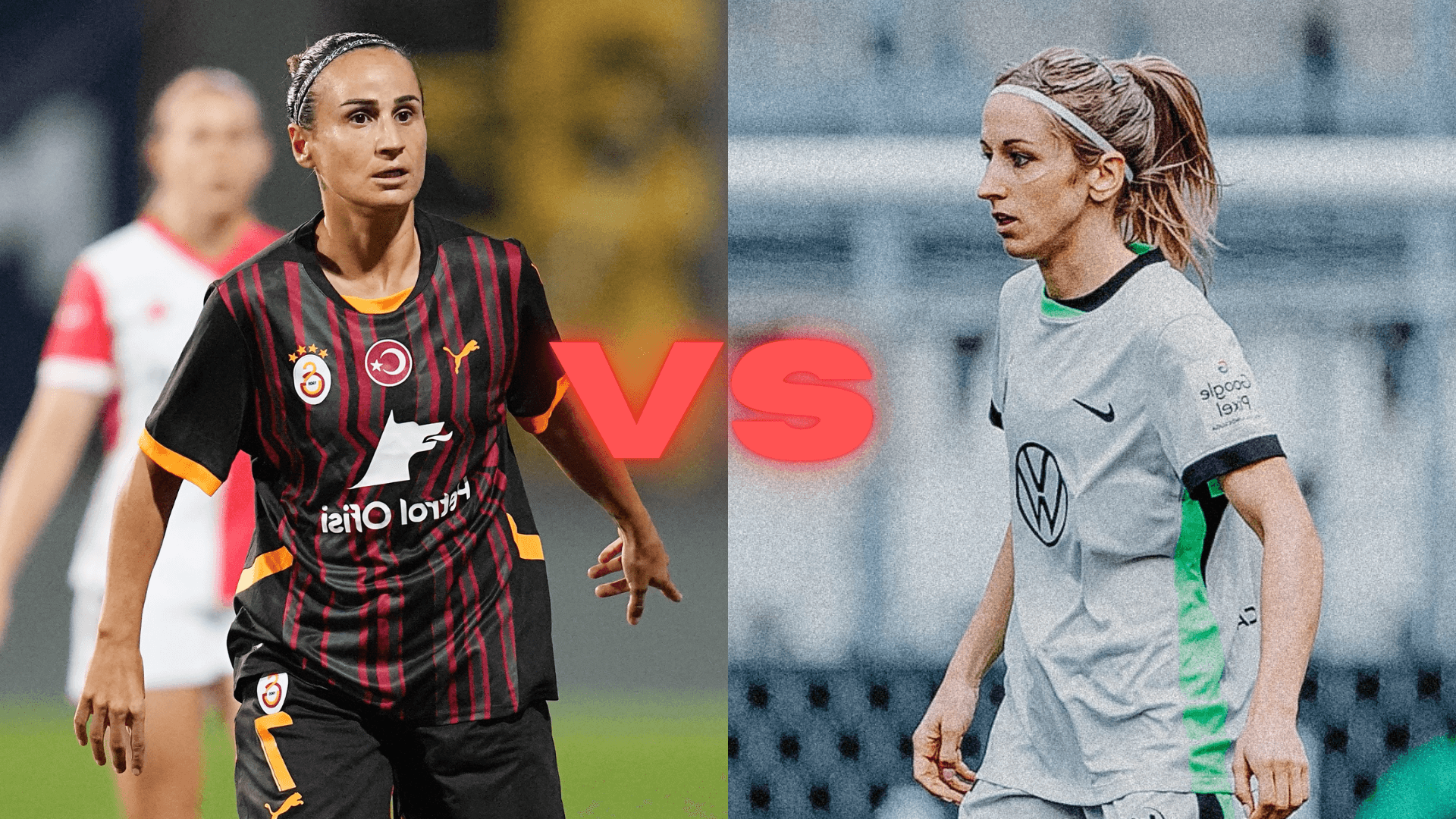 Galatasaray (F) vs Wolfsburg (F) | Fotos: X oficial de @kadinfutbolGS y @VfL_Frauen