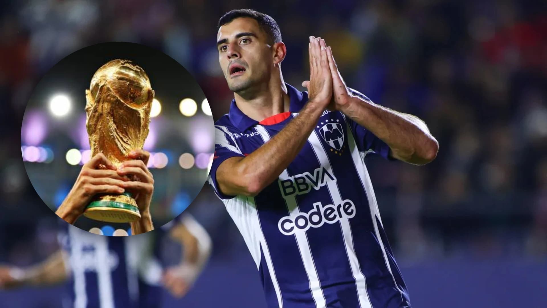 Germán Berterame festejando un gol con Rayados