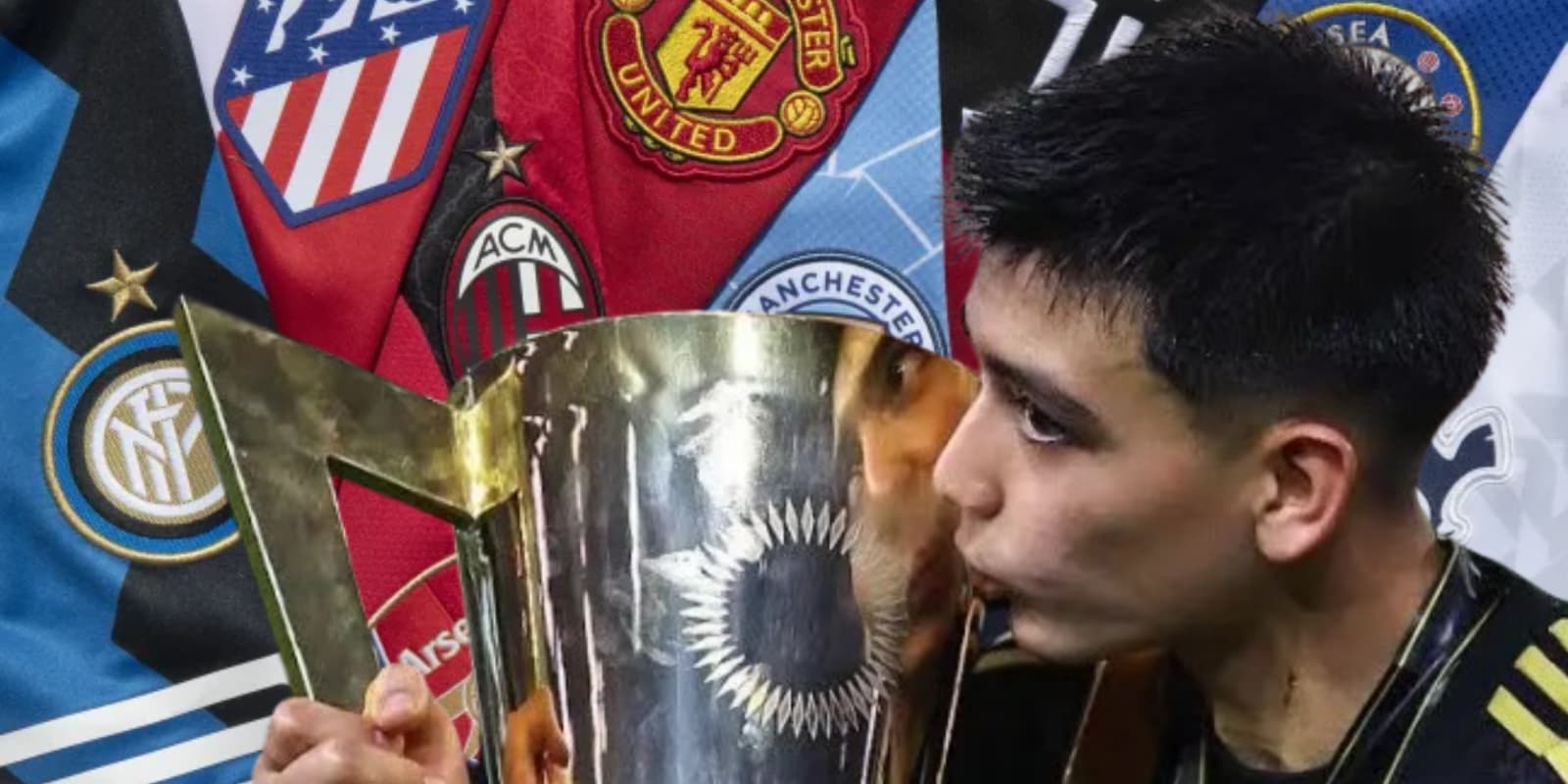Gilberto Mora junto a escudos de fútbol / FOTO BBC