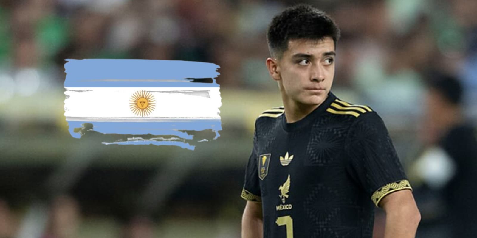 Gilberto Mora junto a la bandera de Argentina / FOTO MARCA