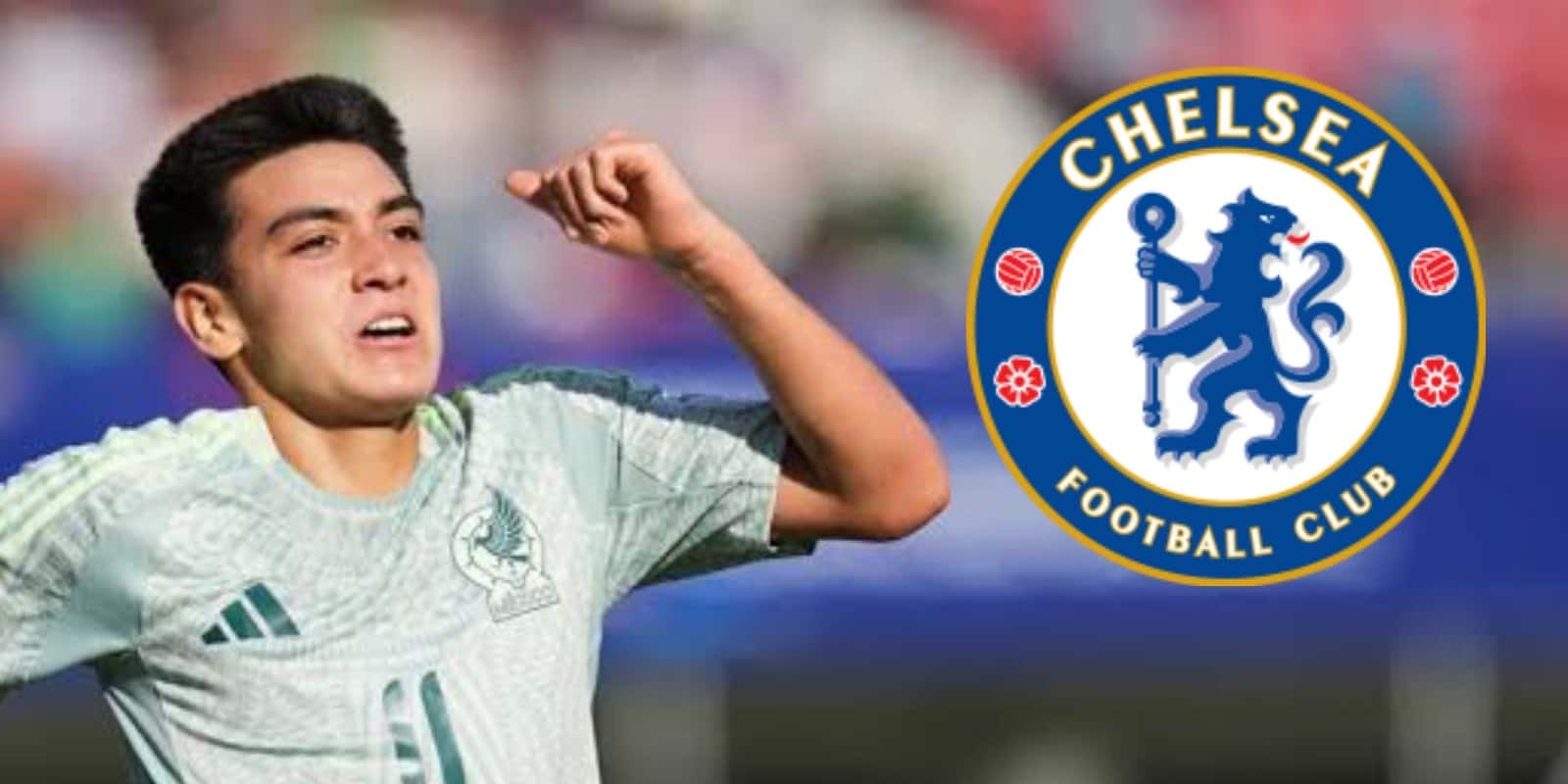 Gilberto Mora junto al escudo del Chelsea/ FOTO CNN