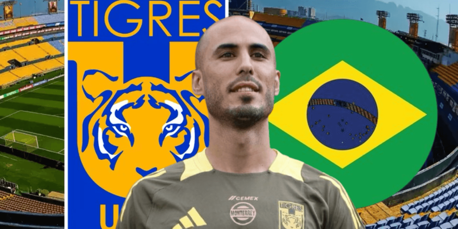 Guido Pizarro junto a la bandera de Brasil / FOTO MEDIOTIEMPO