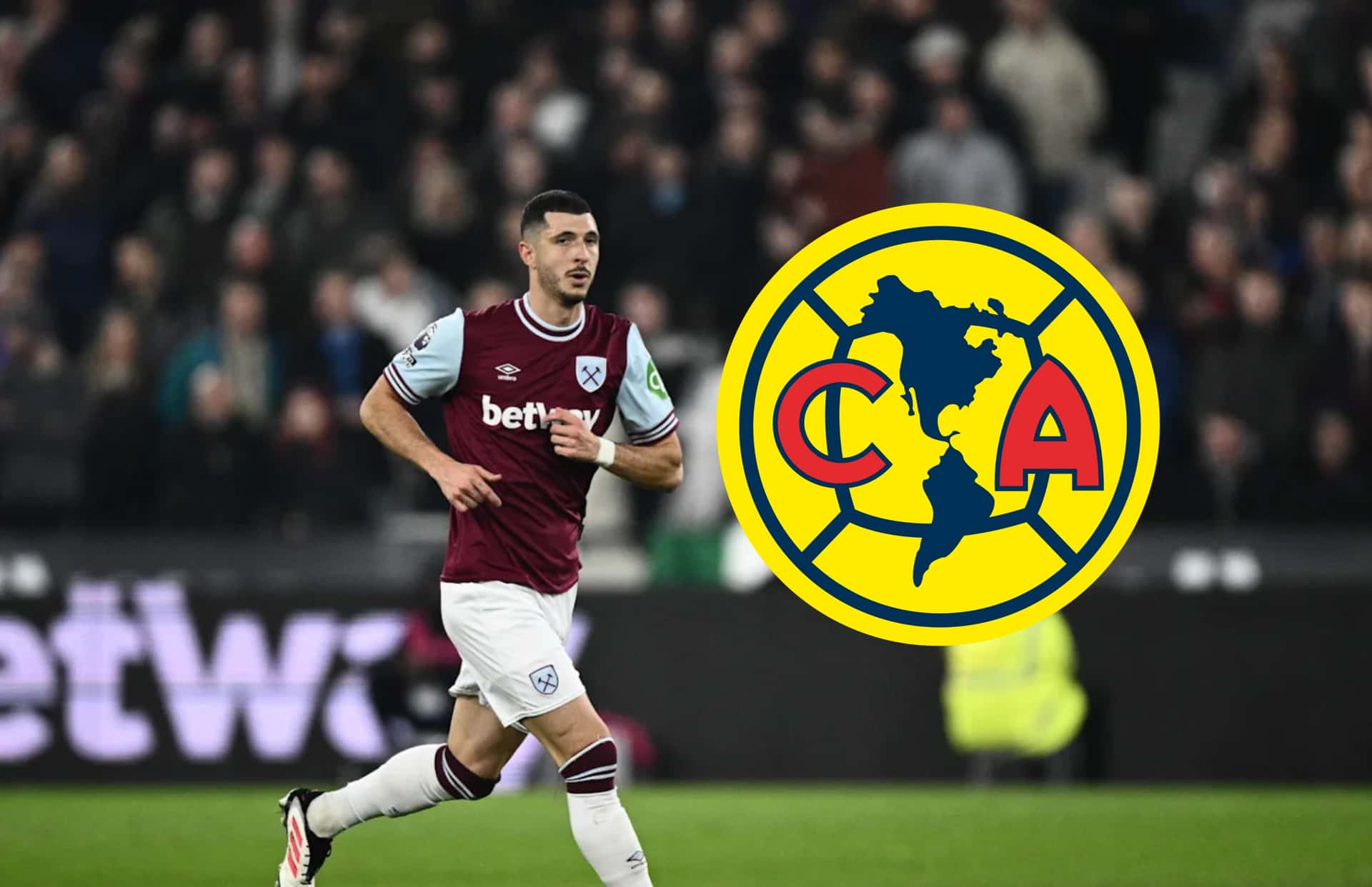Guido Rodríguez y escudo del América/Foto Imago.