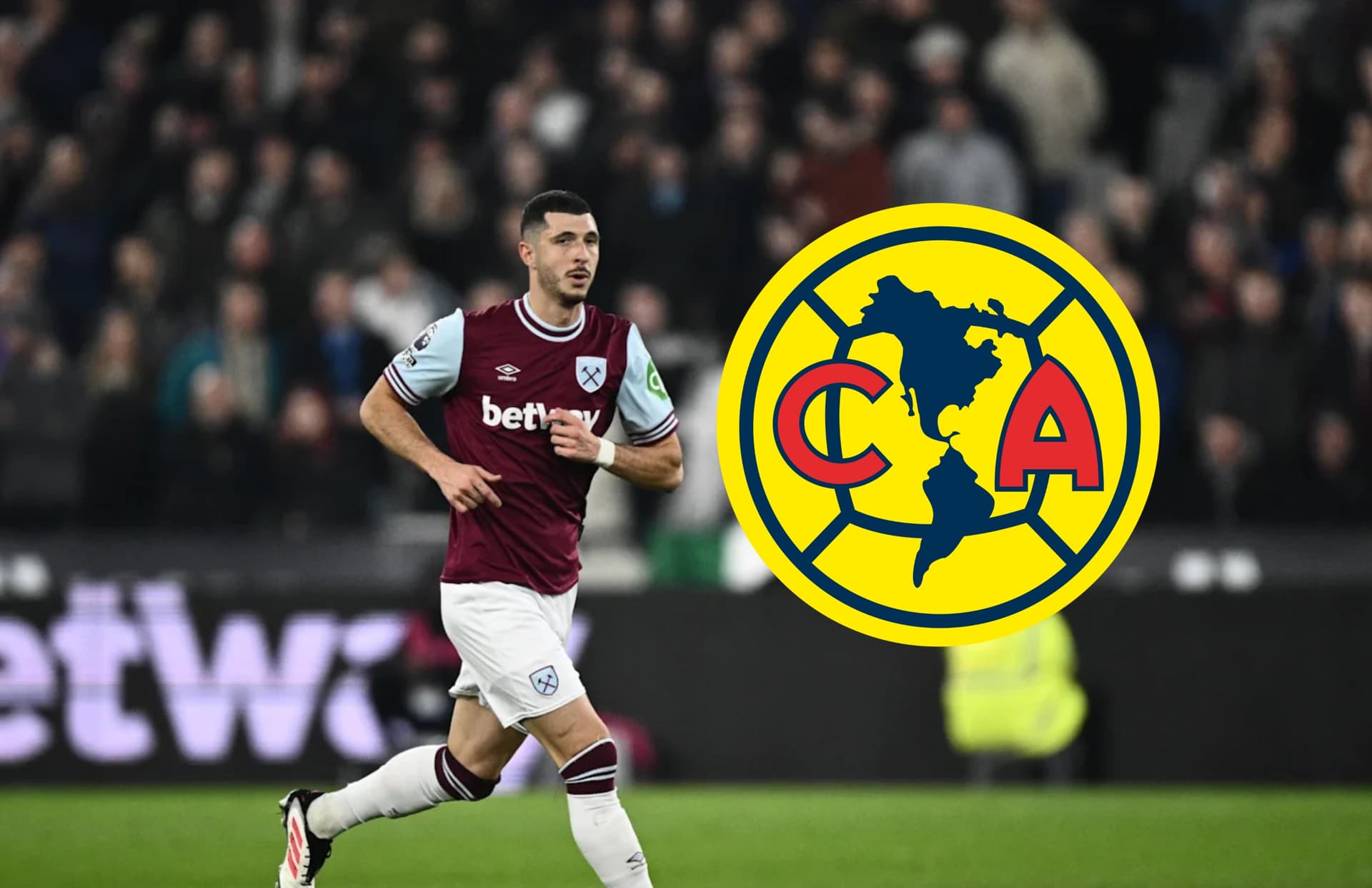 Guido Rodríguez y escudo del América/Foto Imago.