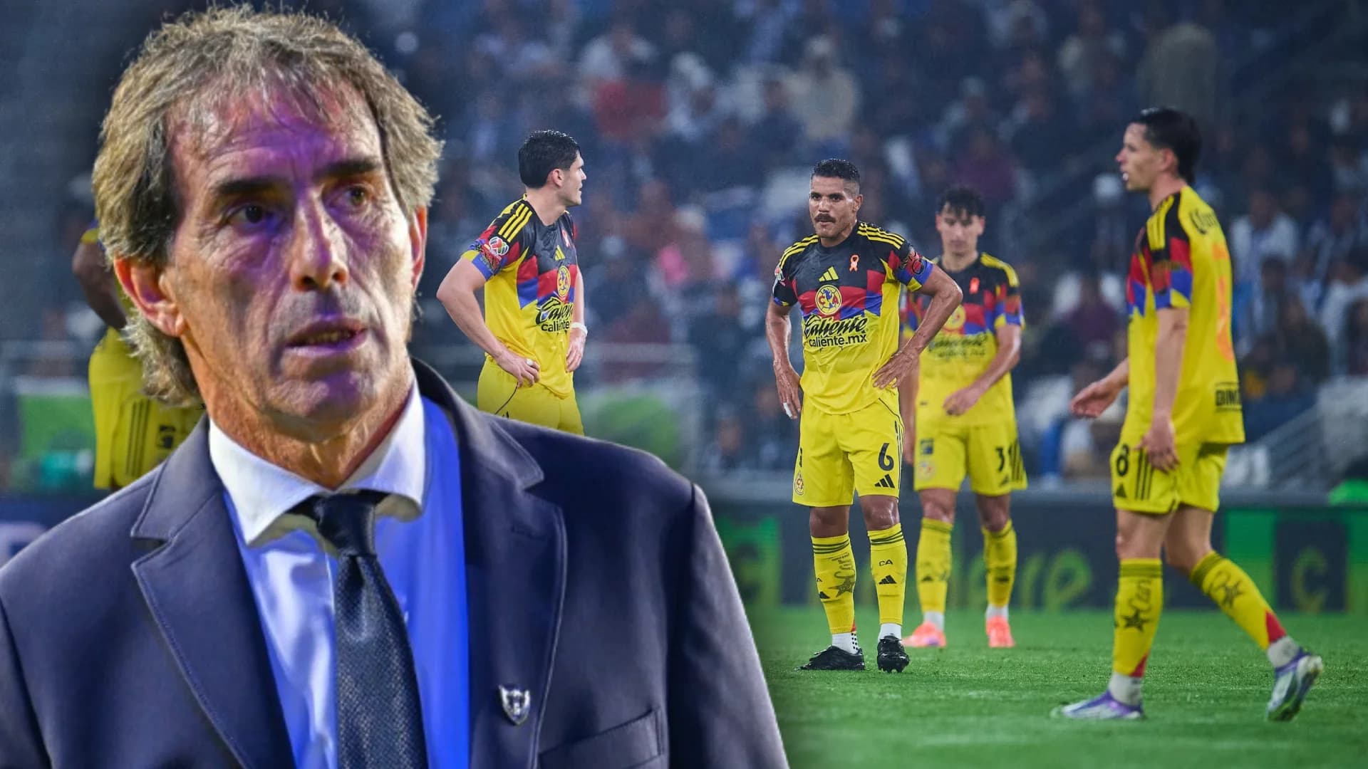 Guillermo Almada durante su etapa en Pachuca y jugadores del América
