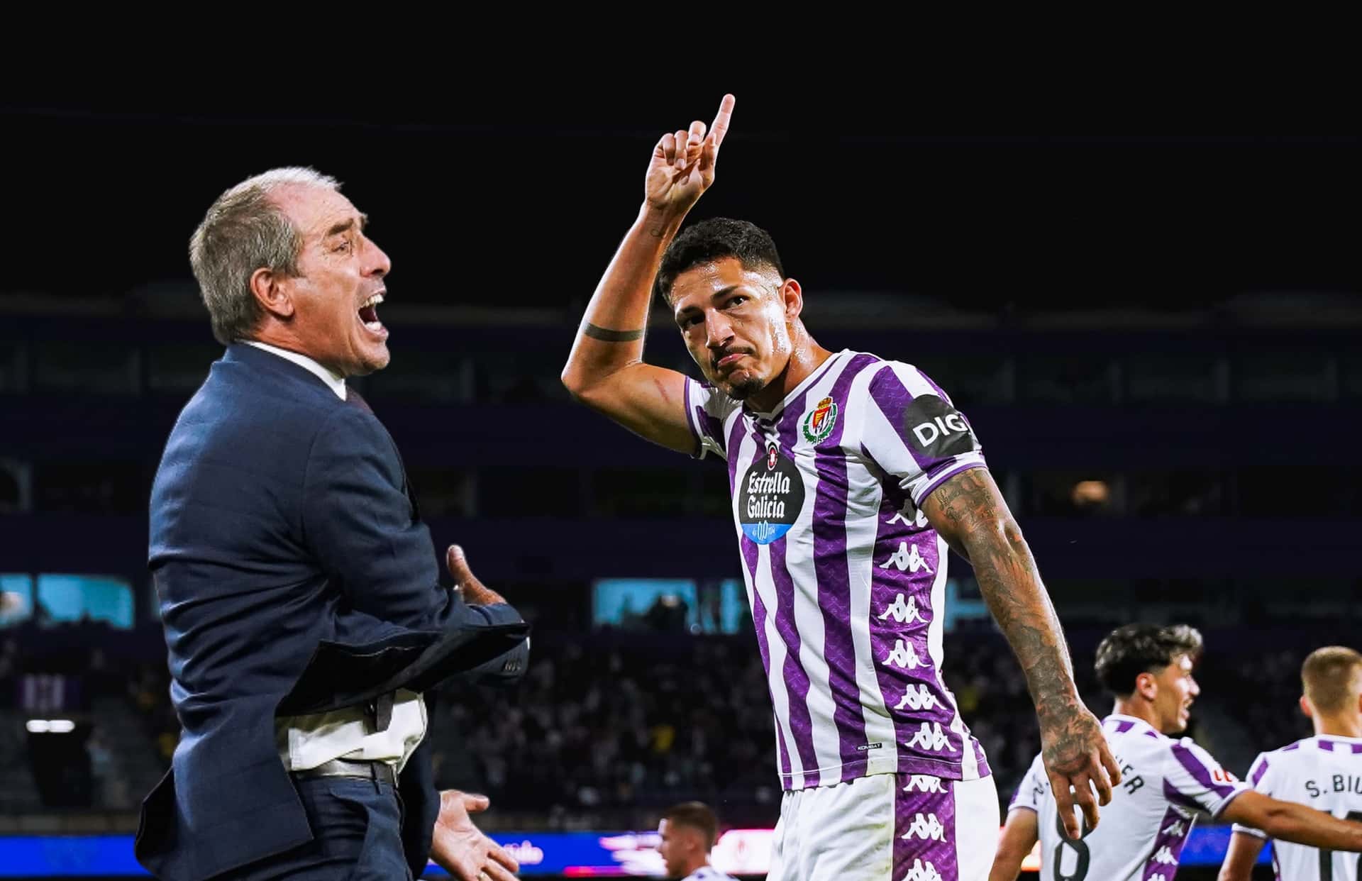 Guillermo Almada y jugadores/Foto Real Valladolid.