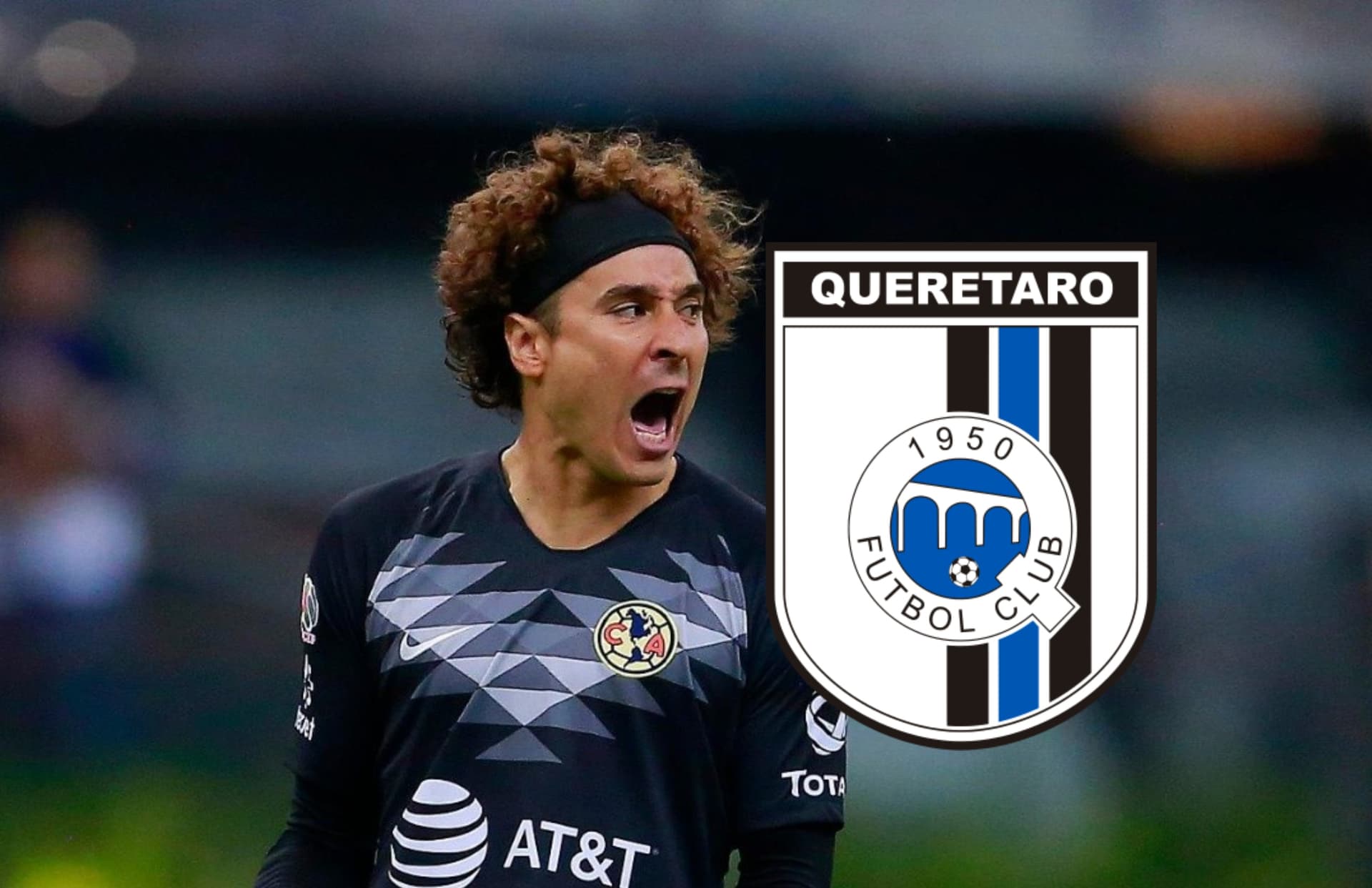 Guillermo Ochoa y escudo de Gallos/ Foto Soy Fútbol.