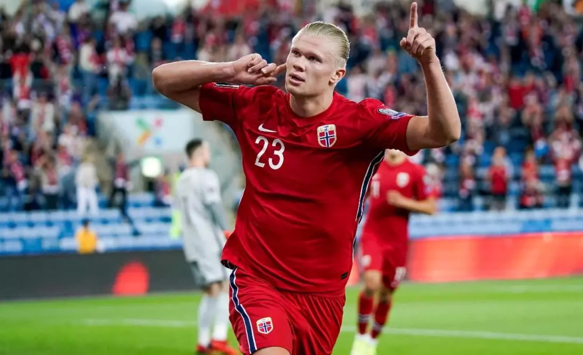 Haaland festeja gol con la selección de Noruega (Fuente: EFE)