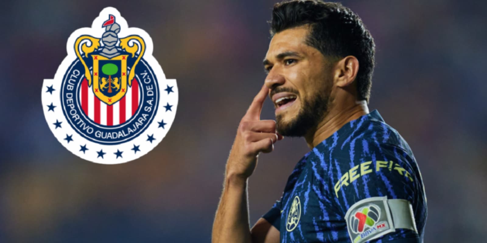 Henry Martín junto al escudo de Chivas / FOTO ESTO