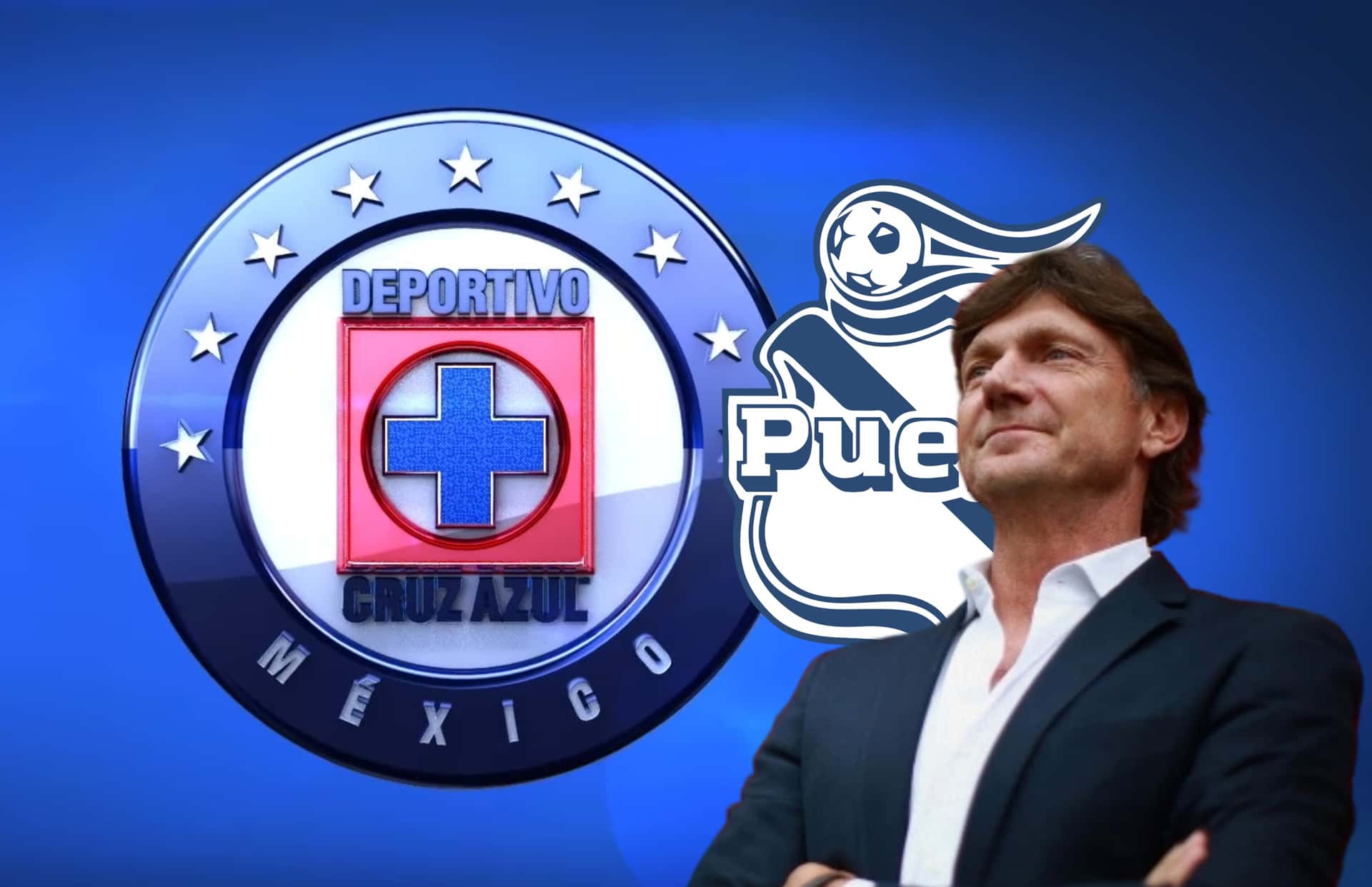Hernán Cristante y escudos de equipos/Foto Cruz Azul.