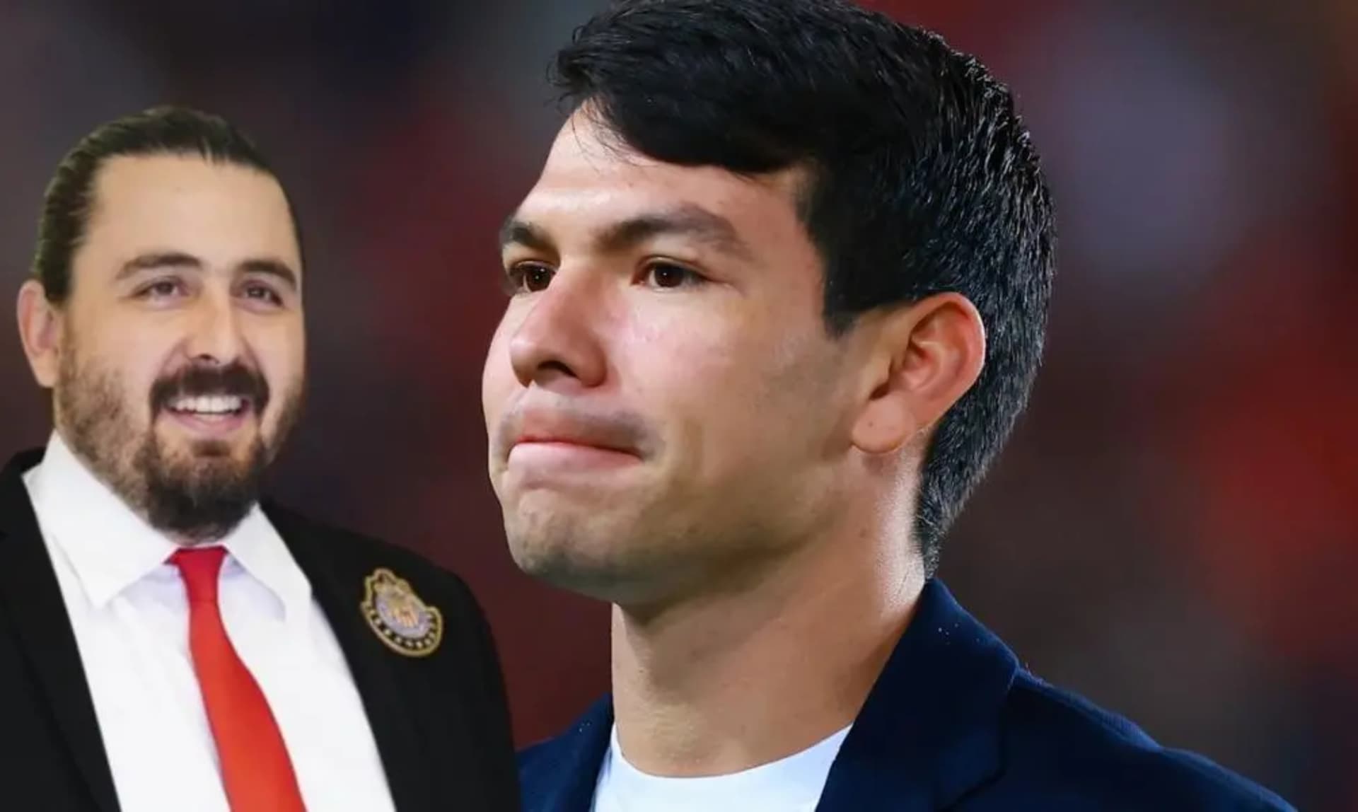 Hirving Lozano en su despedida en el PSV, a la derecha, Vergara (Fuente: PSV y Chivas)