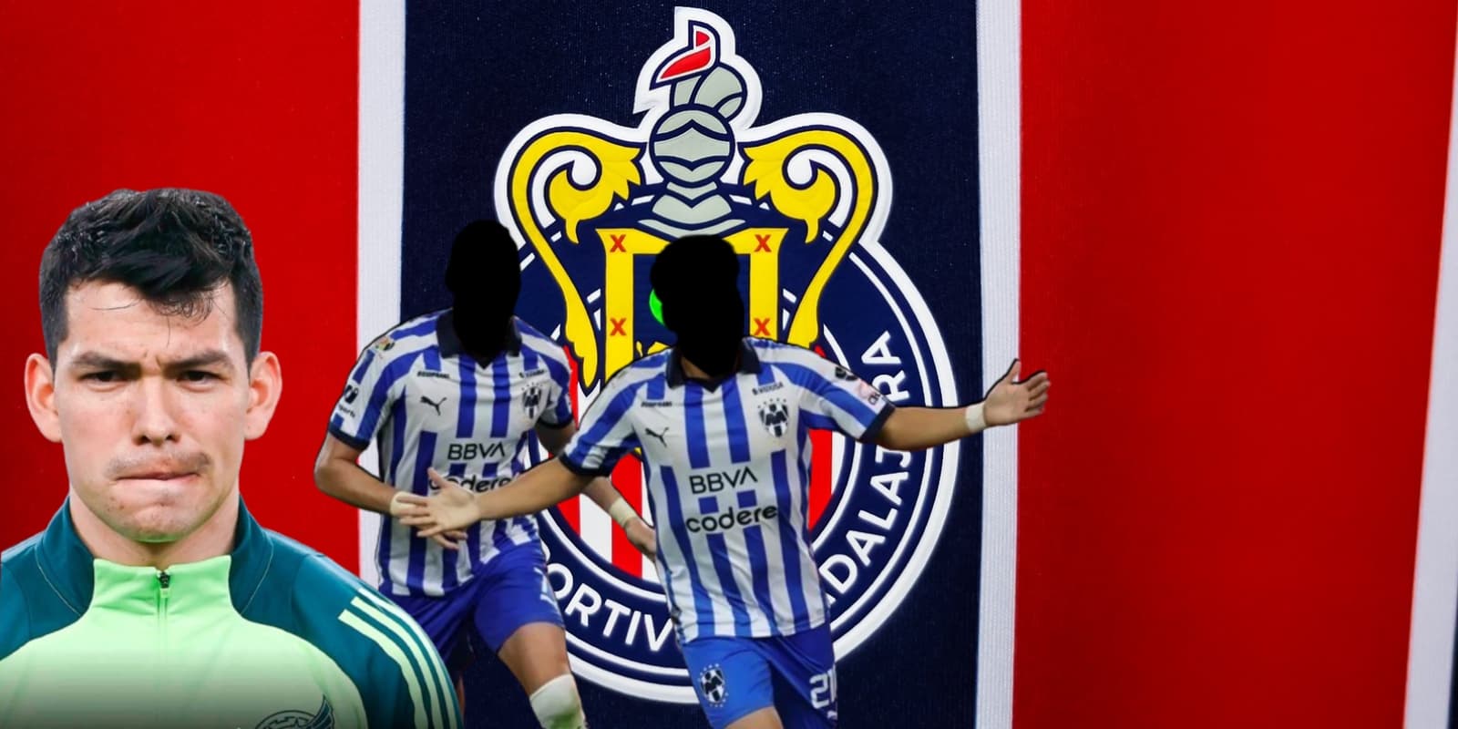 Hirving Lozano junto a jugadores Rayado / FOTO X