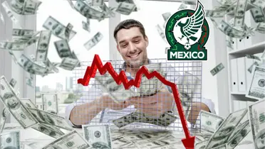 Hombre millonario junto con cuadro de indice económico a la baja / Telemundo