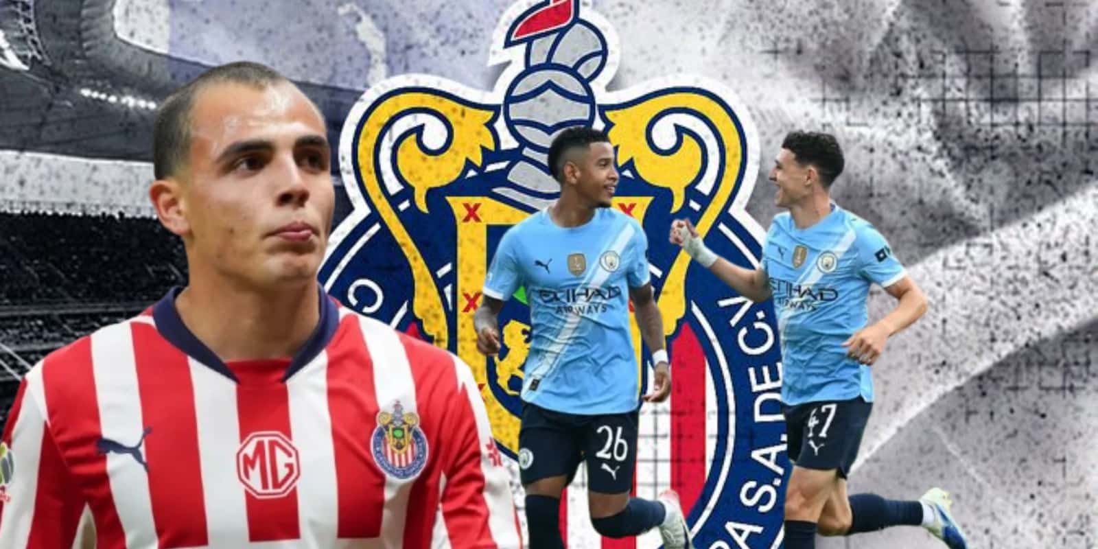 Hugo Camberos junto a futbolistas del Manchester City / FOTO BOLAVIP