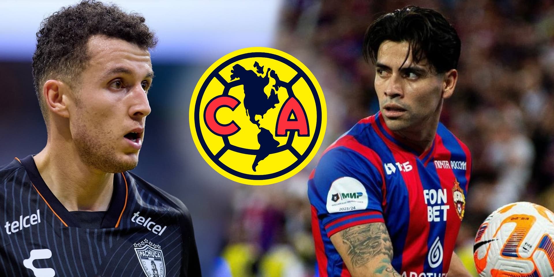 Idrissi y Dávila durante sus respectivos partidos con Pachuca y CSKA (Fuente: ESPN)