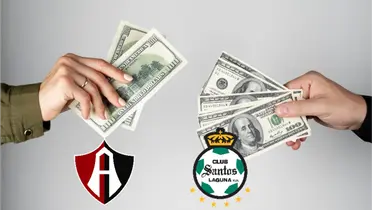 Intercambio de dinero entre dos negociantes y escudos de Atlas y Santos / Free Pick