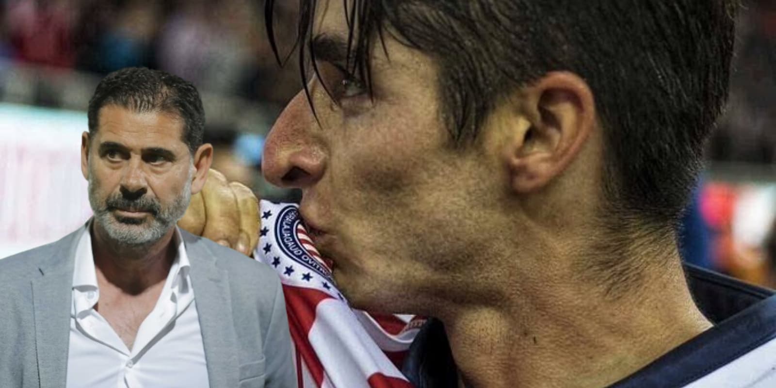 Isáac Brizuela besando el escudo de Chivas