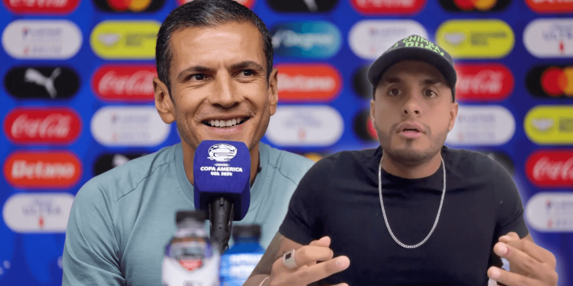 Jaime Lozano durante conferencia de prensa y Mike Máquina del Mal sorprendido (Fuente: N+)