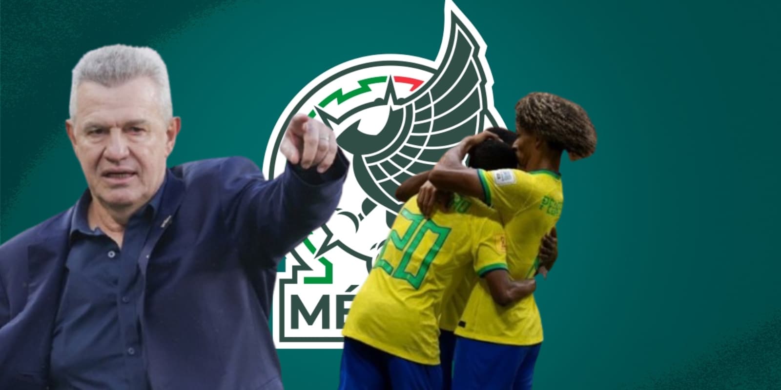 Javier Aguirre junto a futbolistas de Brasil / FOTO AMEXI