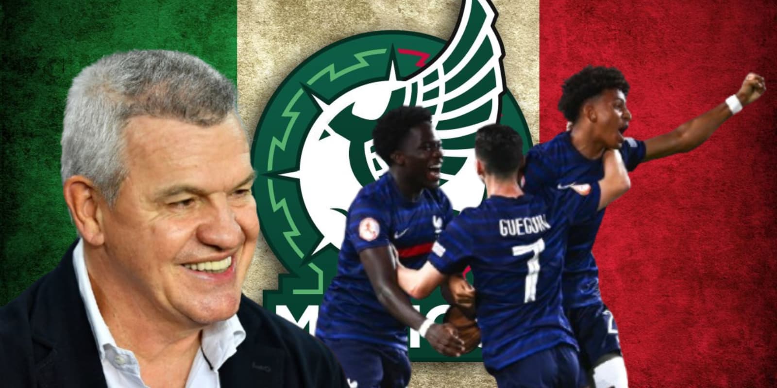 Javier Aguirre junto a joyas de Francia / FOTO X
