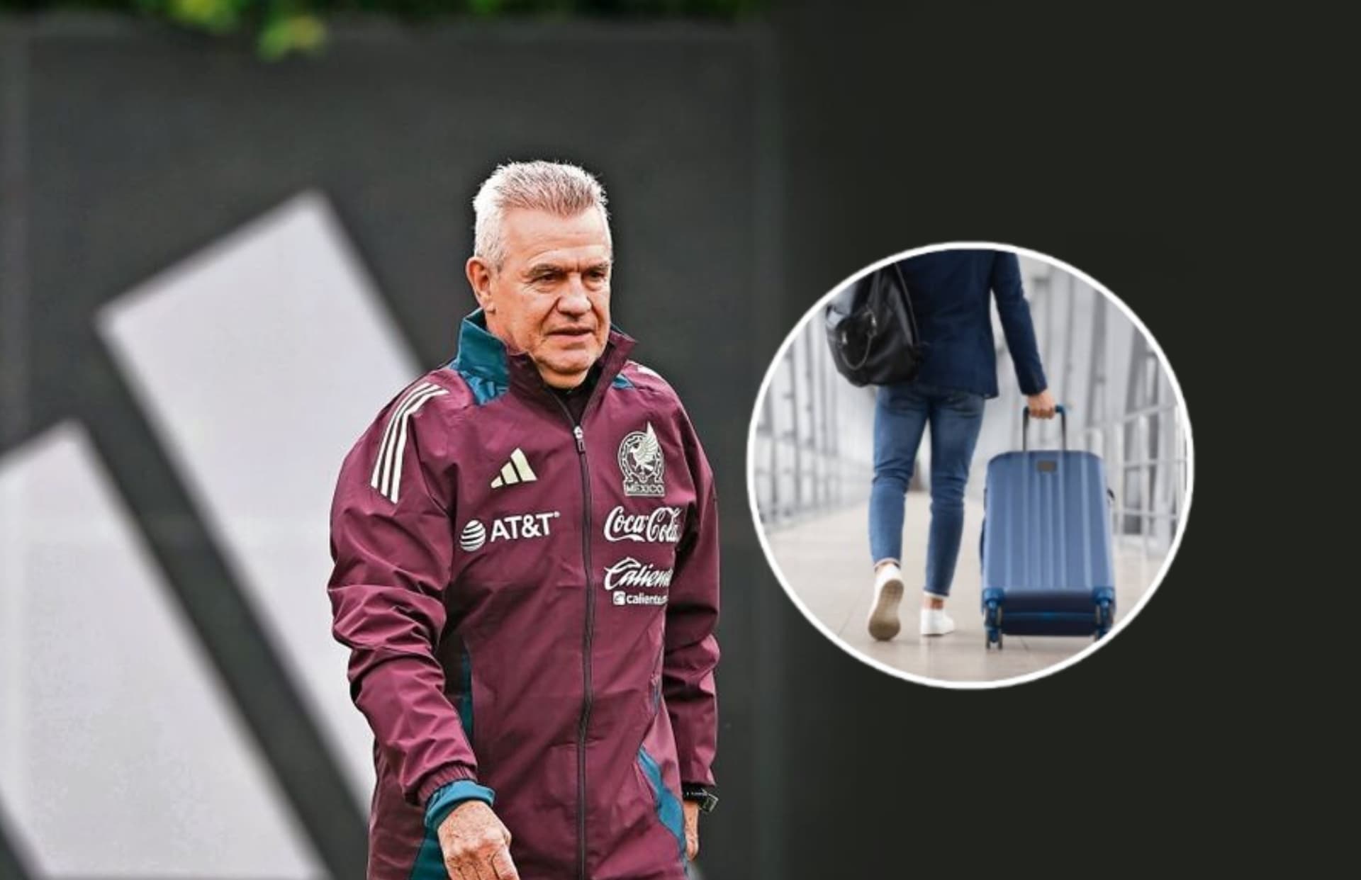 Javier Aguirre y hombre con maleta/Foto Imago 7.