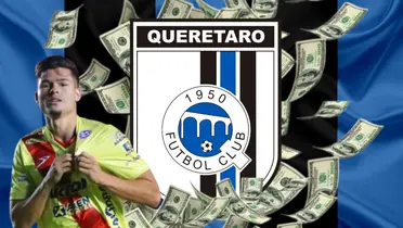 Jesús Ramírez con el jersey del Morelia junto al escudo de Querétaro F / FOTO Facebook