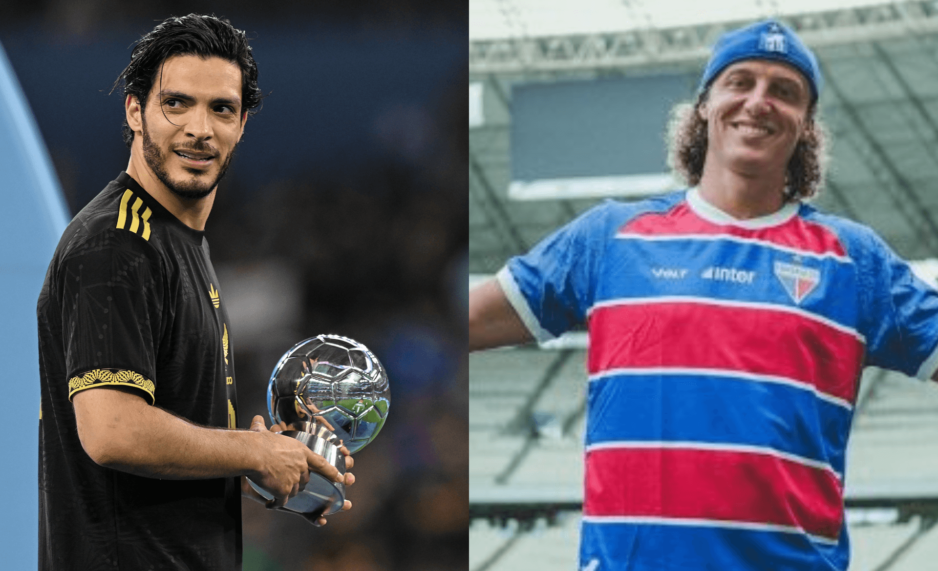 Jiménez recibe trofeo, a la derecha, Luiz es presentado en Fortaleza (Fuente: Mexsports y Fortleza)