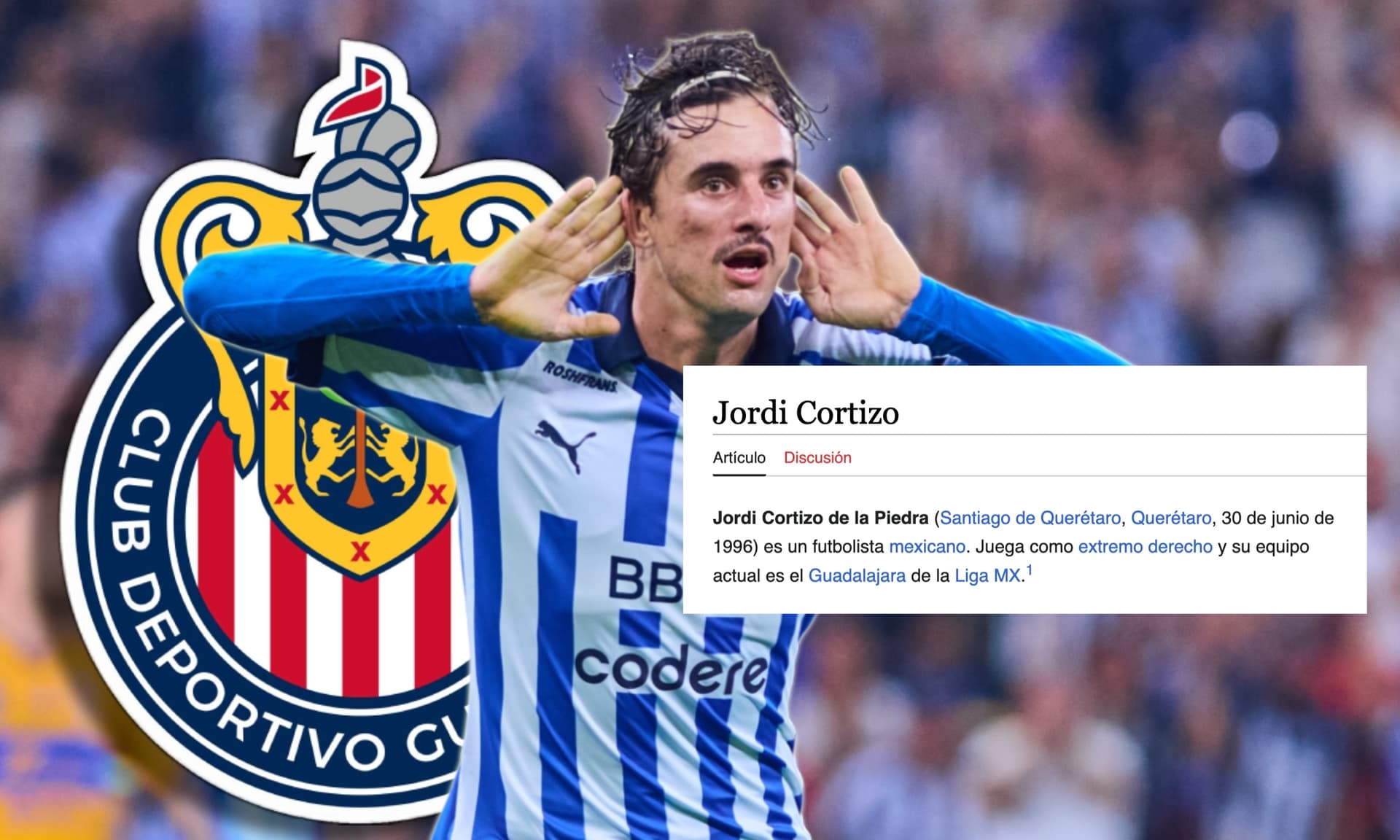 Jordi Cortizo festeja gol con los Rayados de Monterrey (Fuente: Esto)