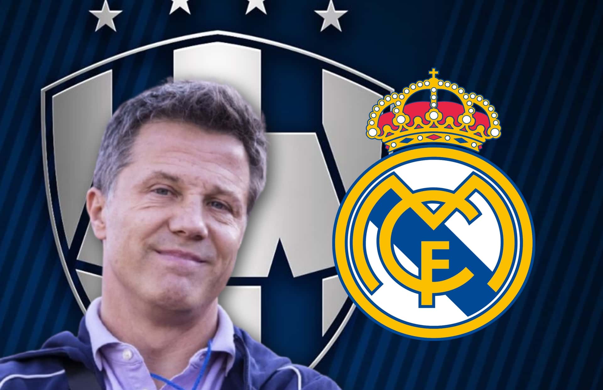 José Antonio Noriega, escudo del Real Madrid y Rayados/ Foto 'X'.