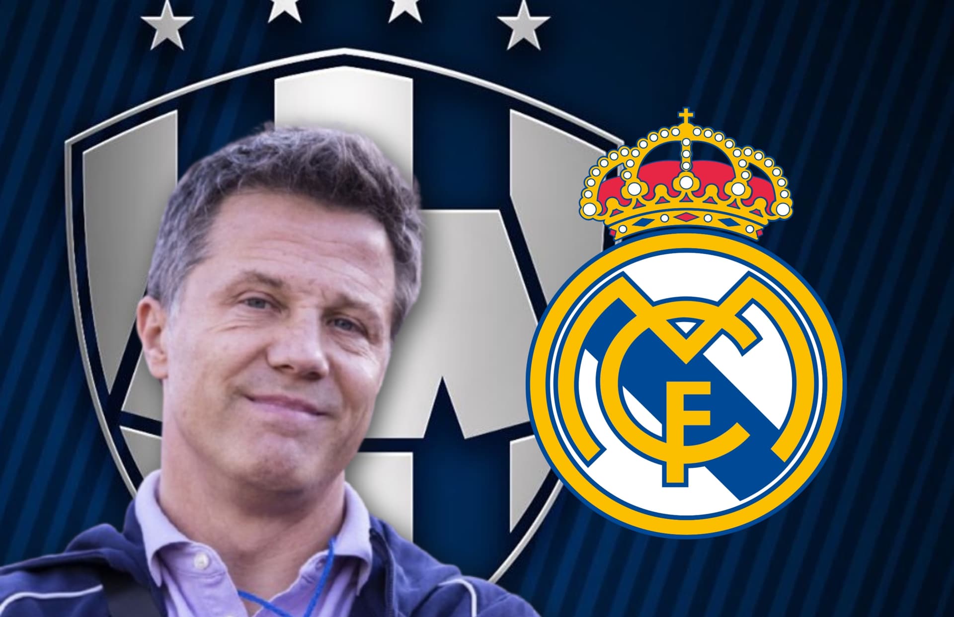 José Antonio Noriega, escudo del Real Madrid y Rayados/ Foto 'X'.