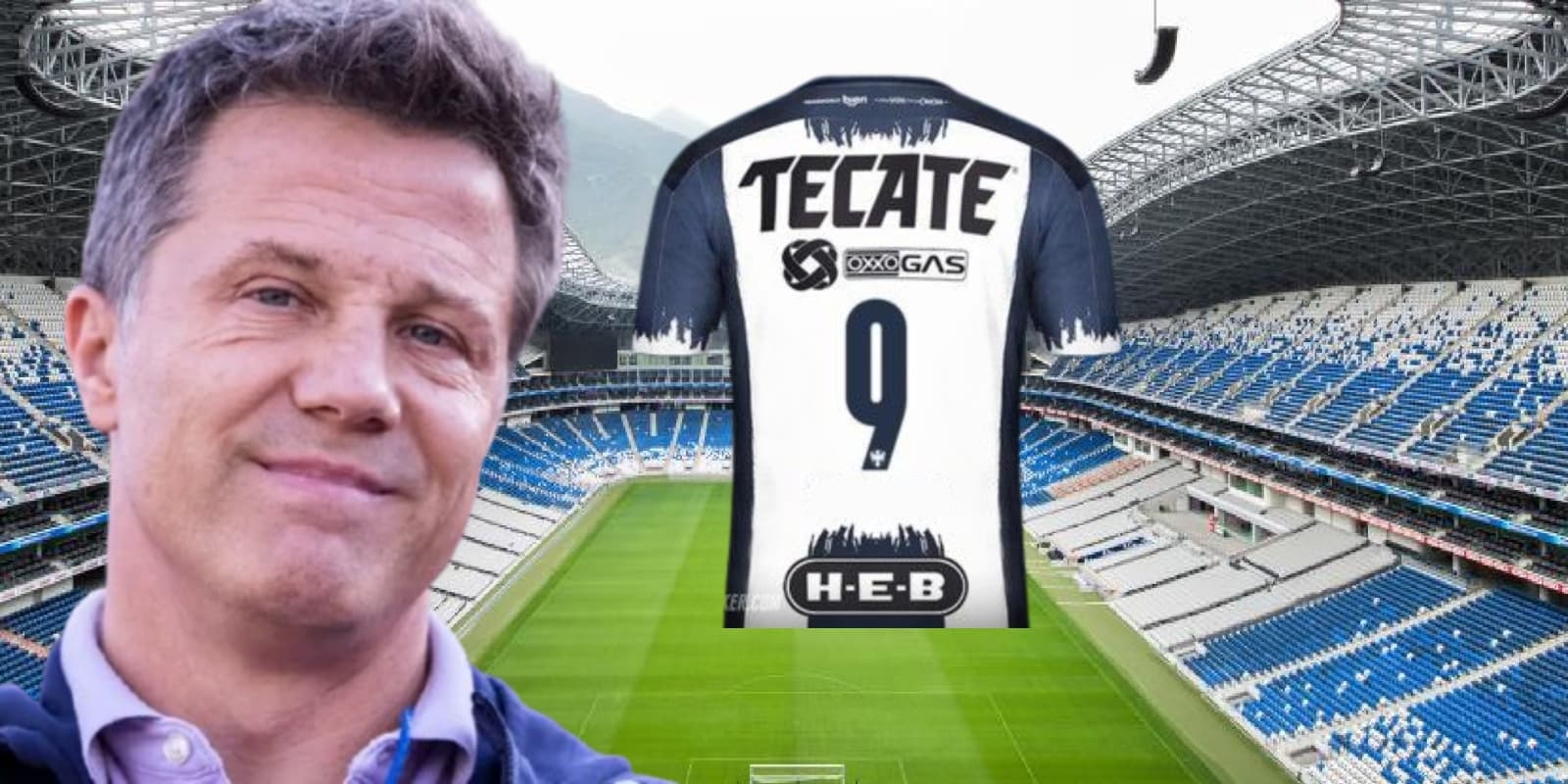 José Antonio Noriega junto a jersey de Rayados / FOTO MEDIOTIEMPO